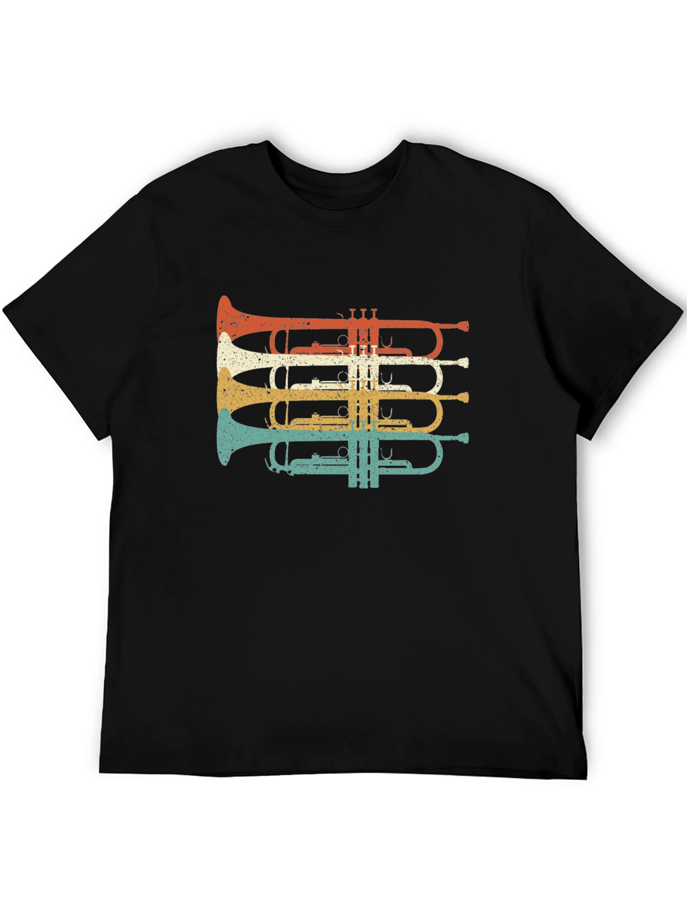 Black Retro Trumpet T-Shirt - Musical Instrument Tee view 5