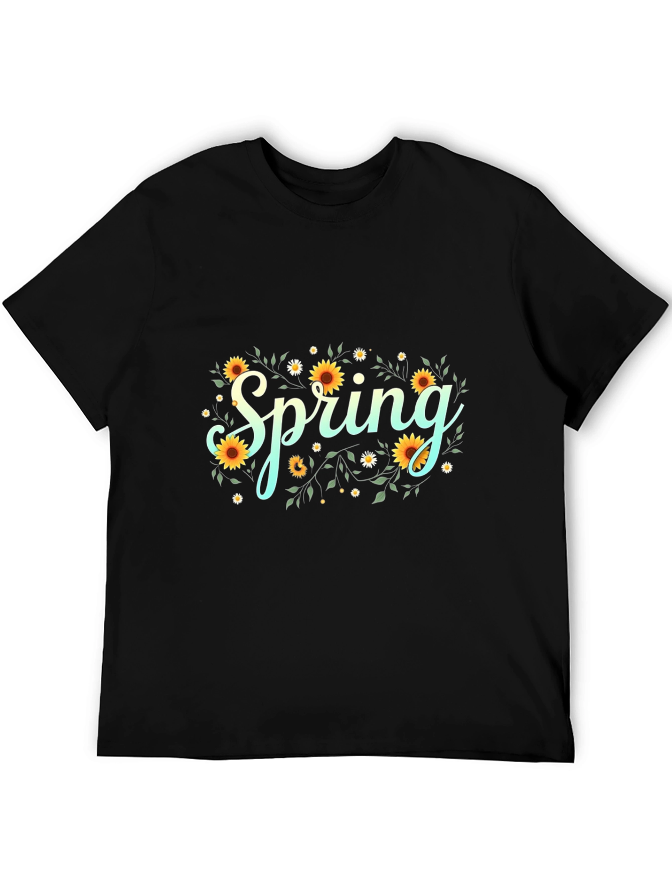 Black Spring Floral Graphic Black T-Shirt view 5