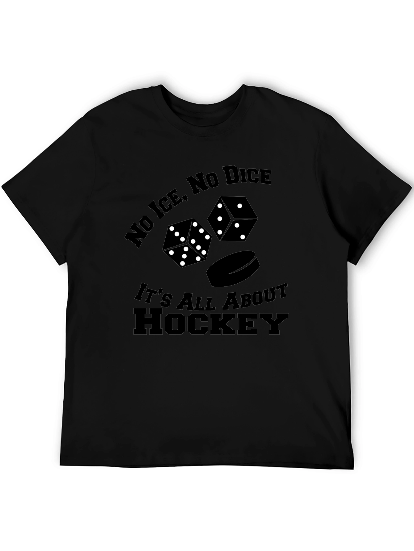 Black No Ice, No Dice Hockey T-Shirt view 5