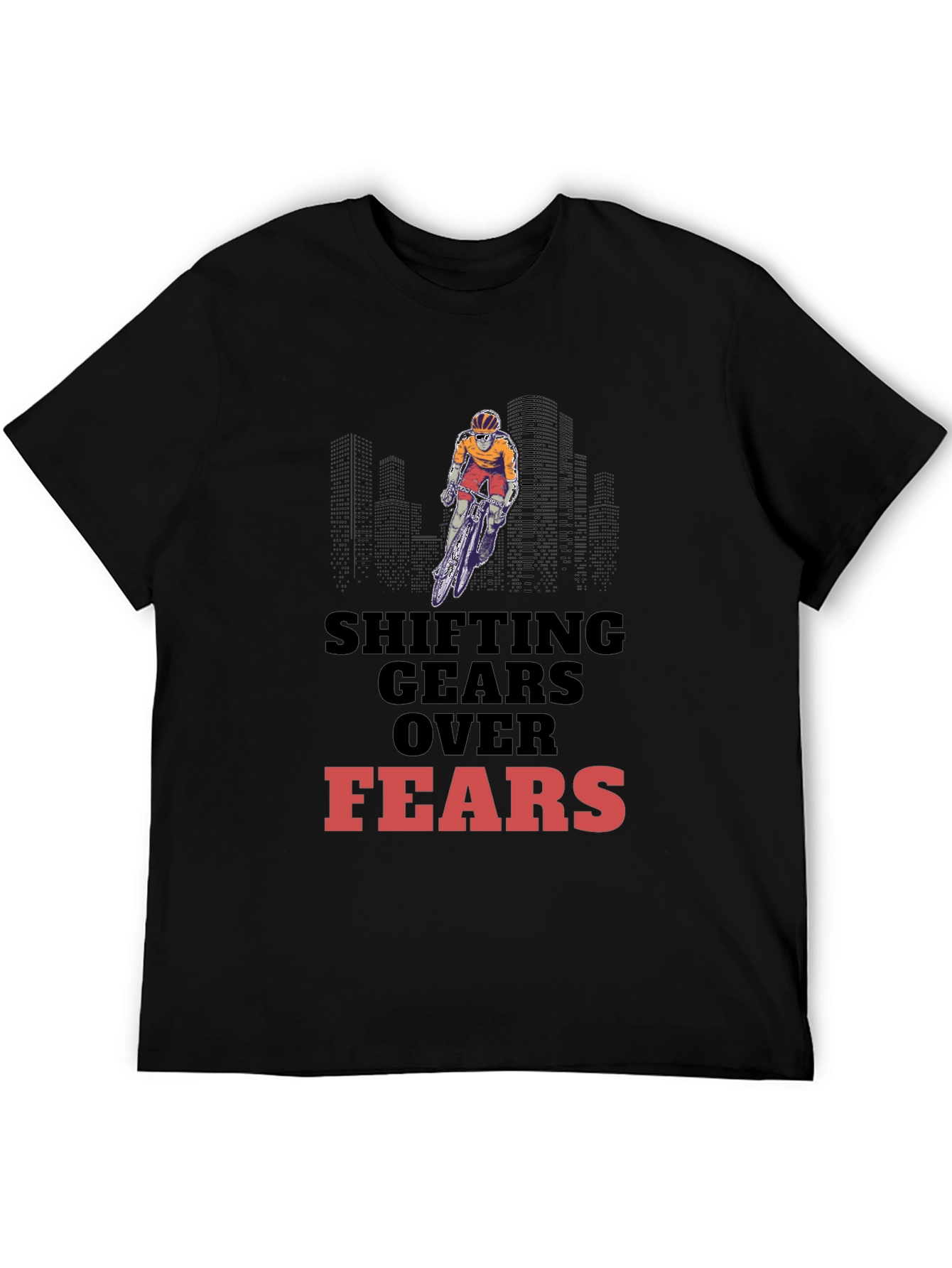 Black Shifting Gears Over Fears Graphic Tee - Sporty Black T-Shirt view 5