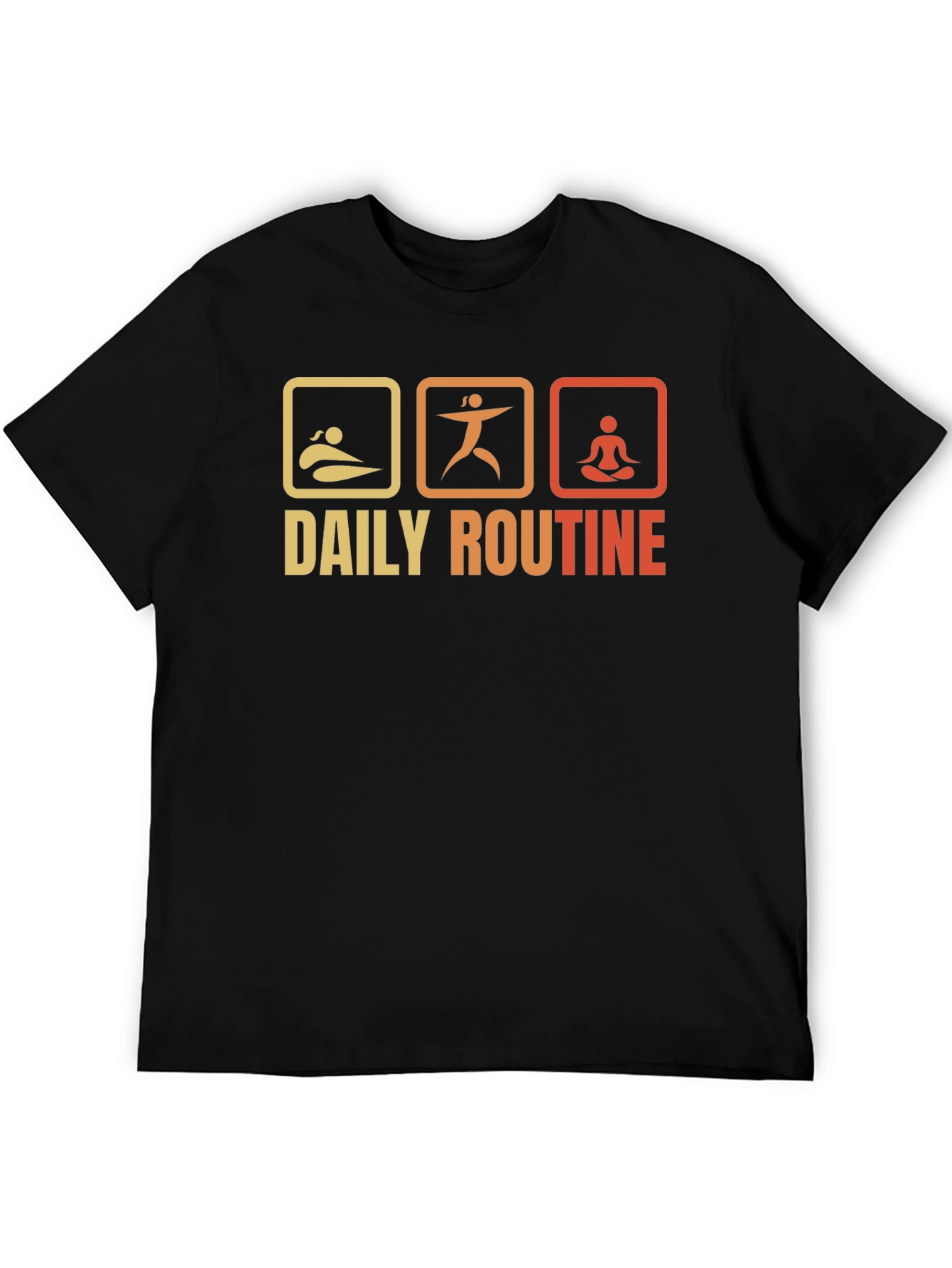 Black Daily Routine T-Shirt - Swim, Exercise, Meditate view 5