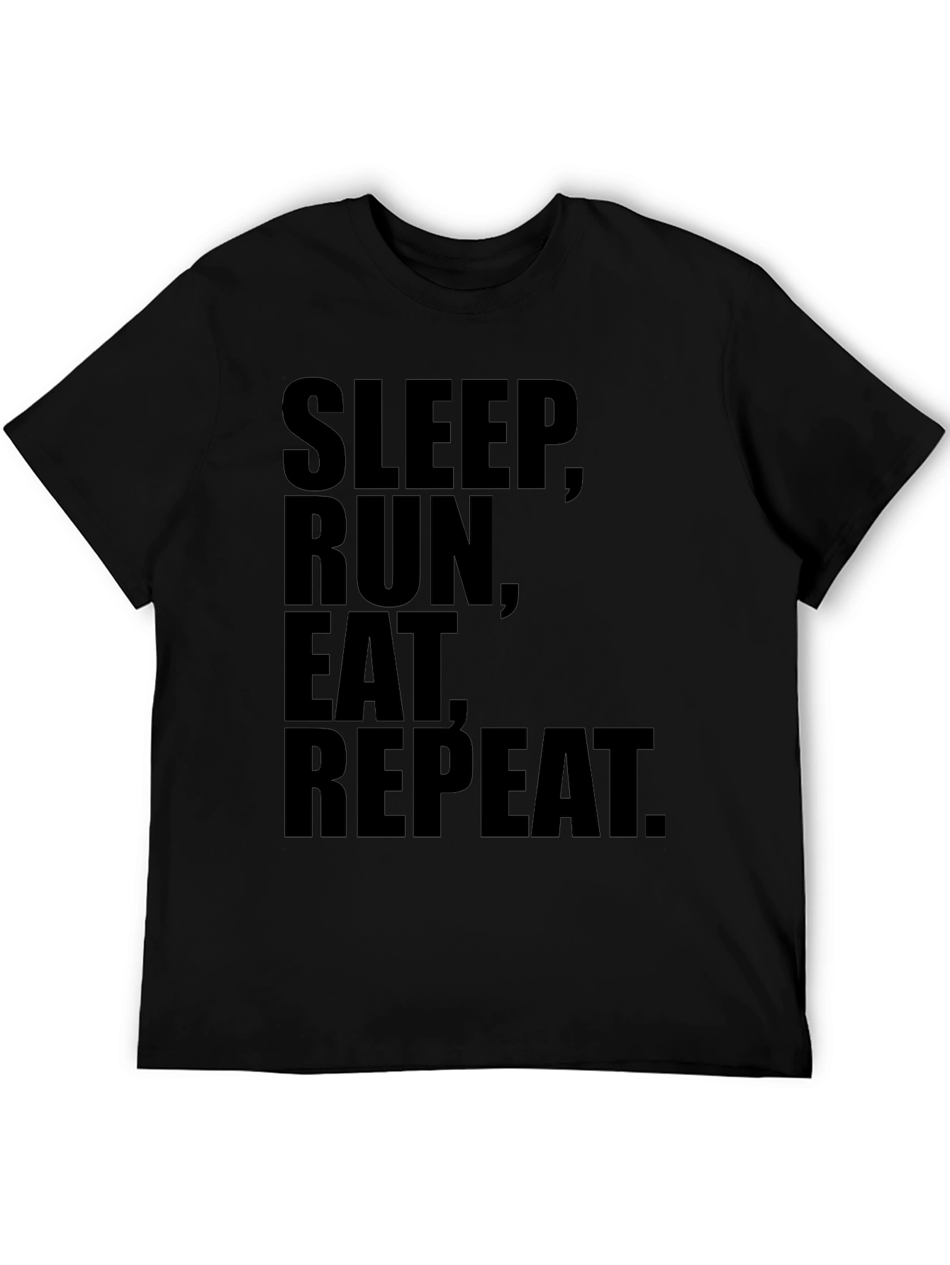 Black Sleep Run Eat Repeat Black T-Shirt - Fitness Lifestyle view 5