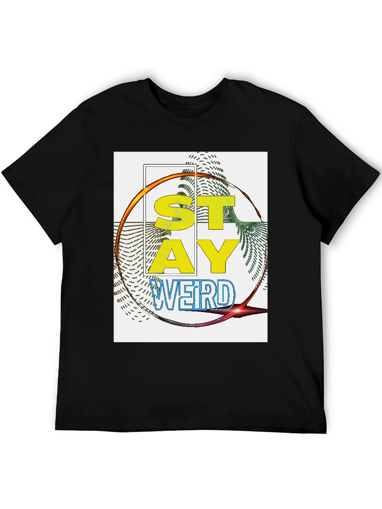 Black Stay Weird Graphic Print T-Shirt - Black view 5