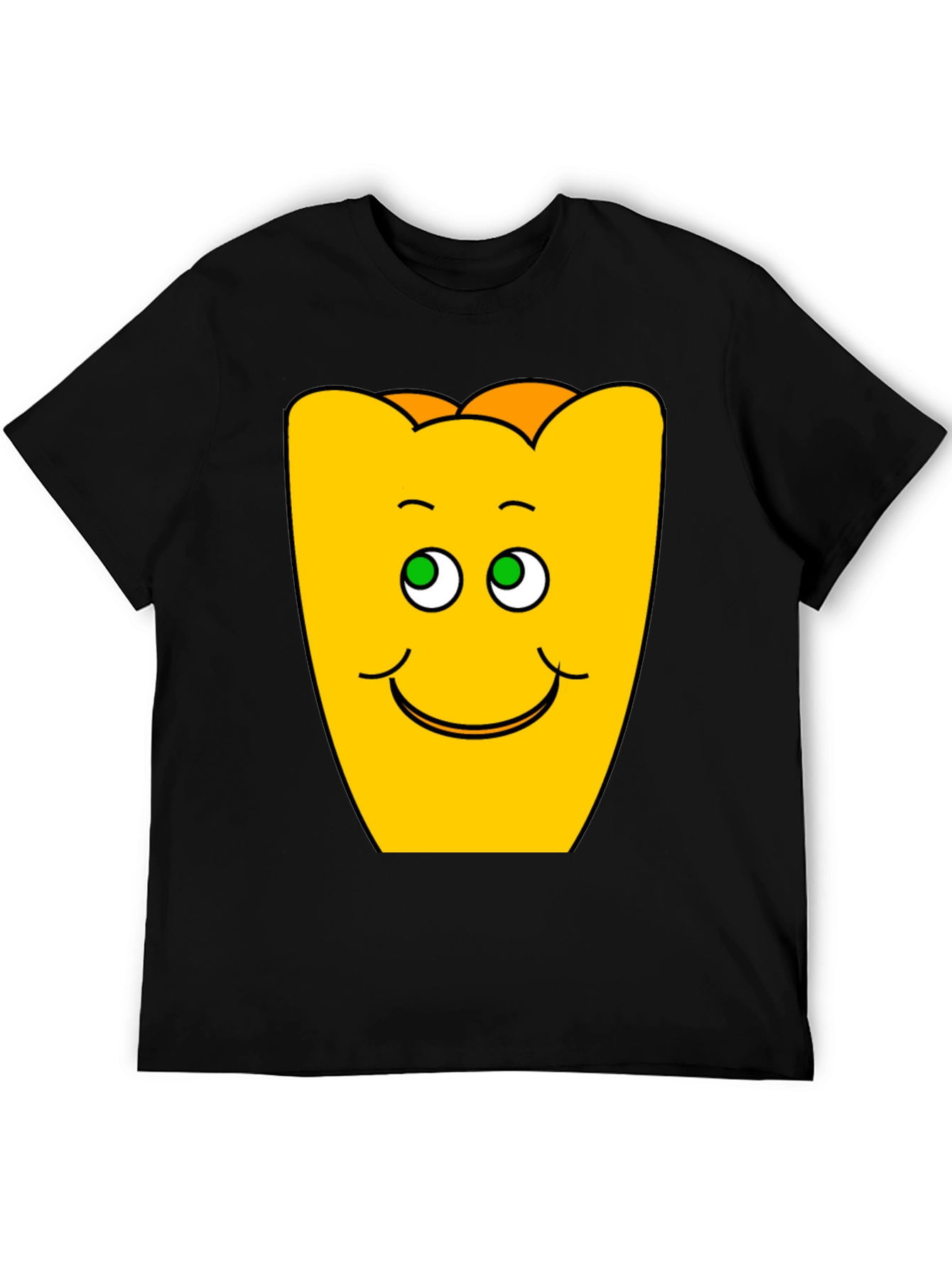 Black Funny Smiling Yellow Character Black T-Shirt view 5