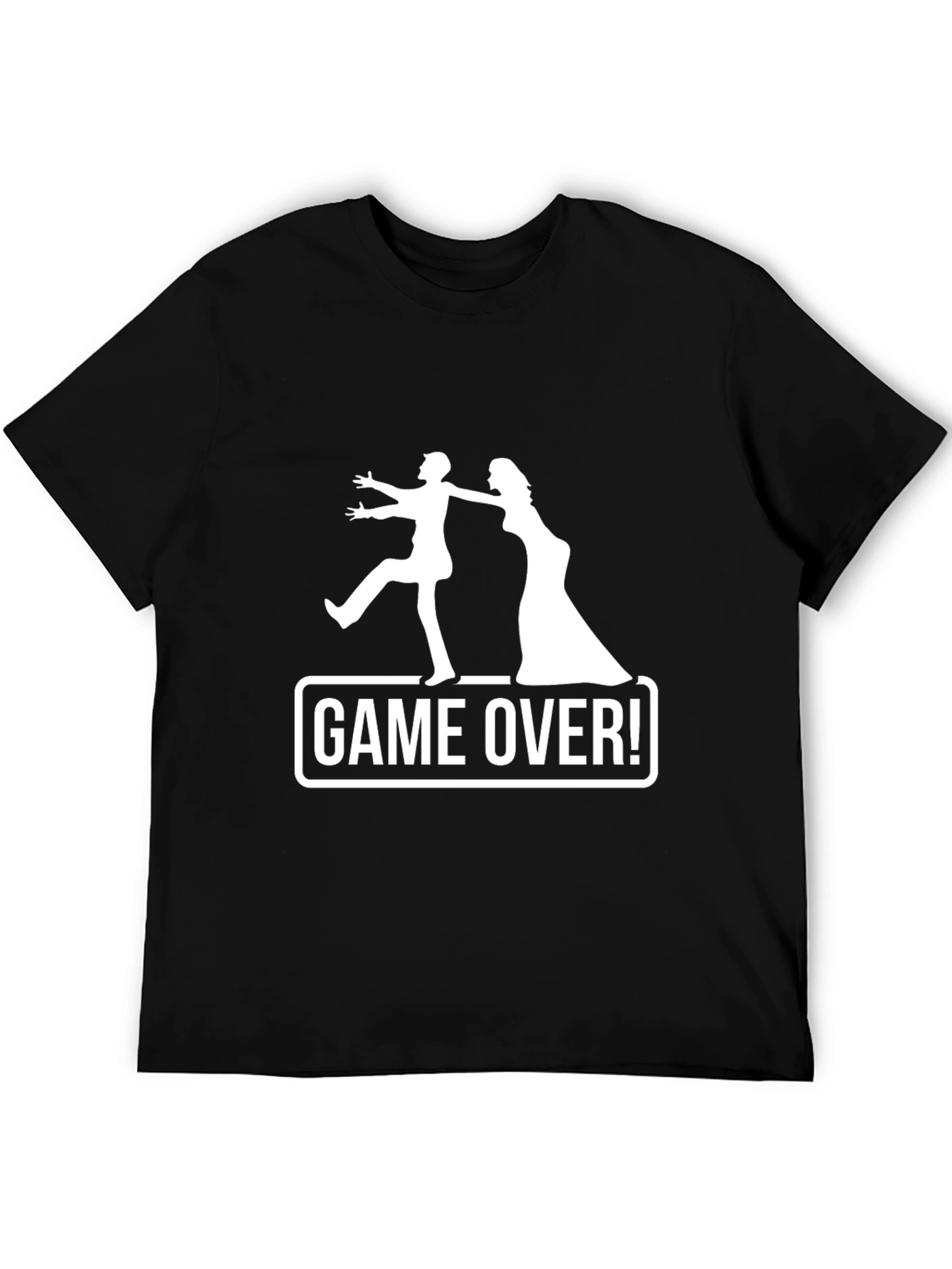 Black Funny Game Over Wedding Groom T-Shirt view 5