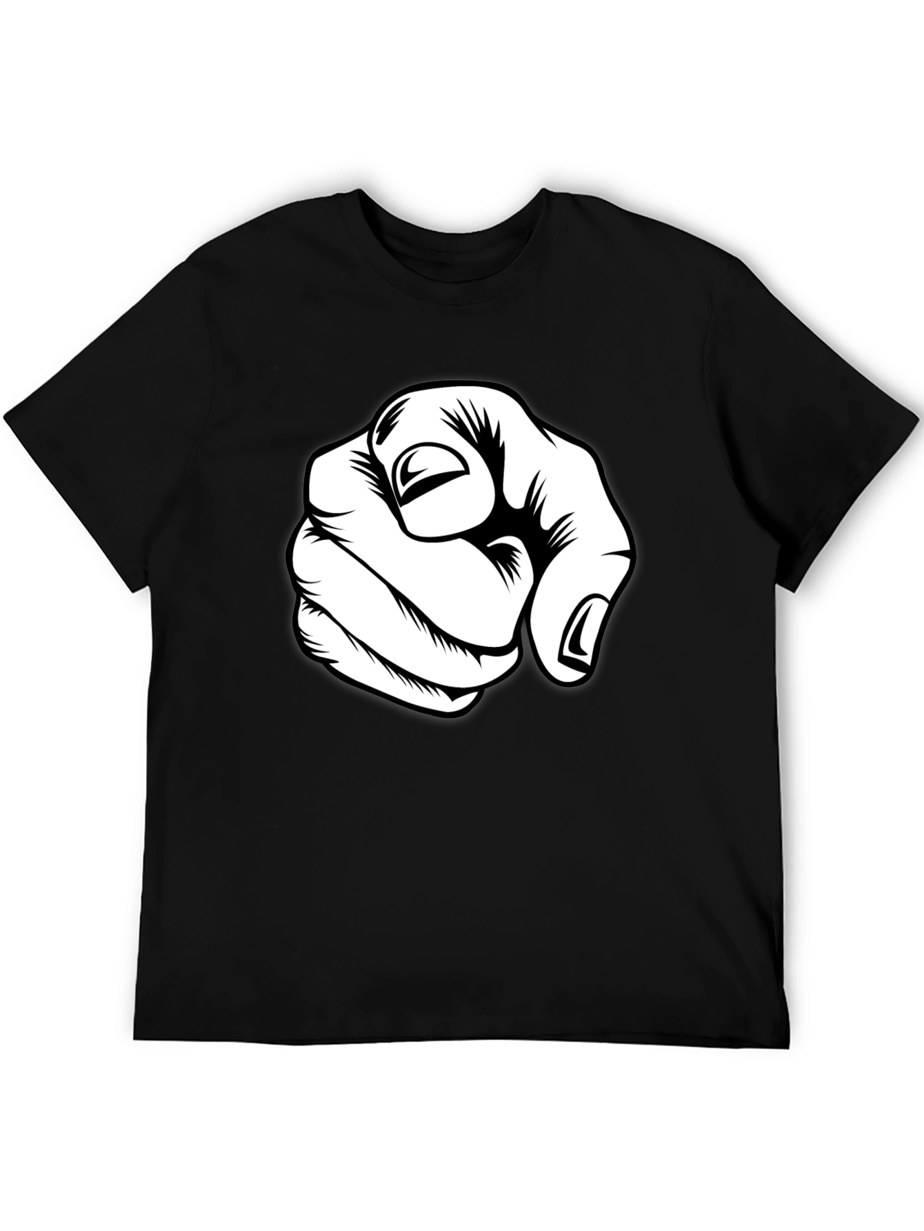 Black Pointing Finger Graphic Tee - Black Cotton Blend view 5