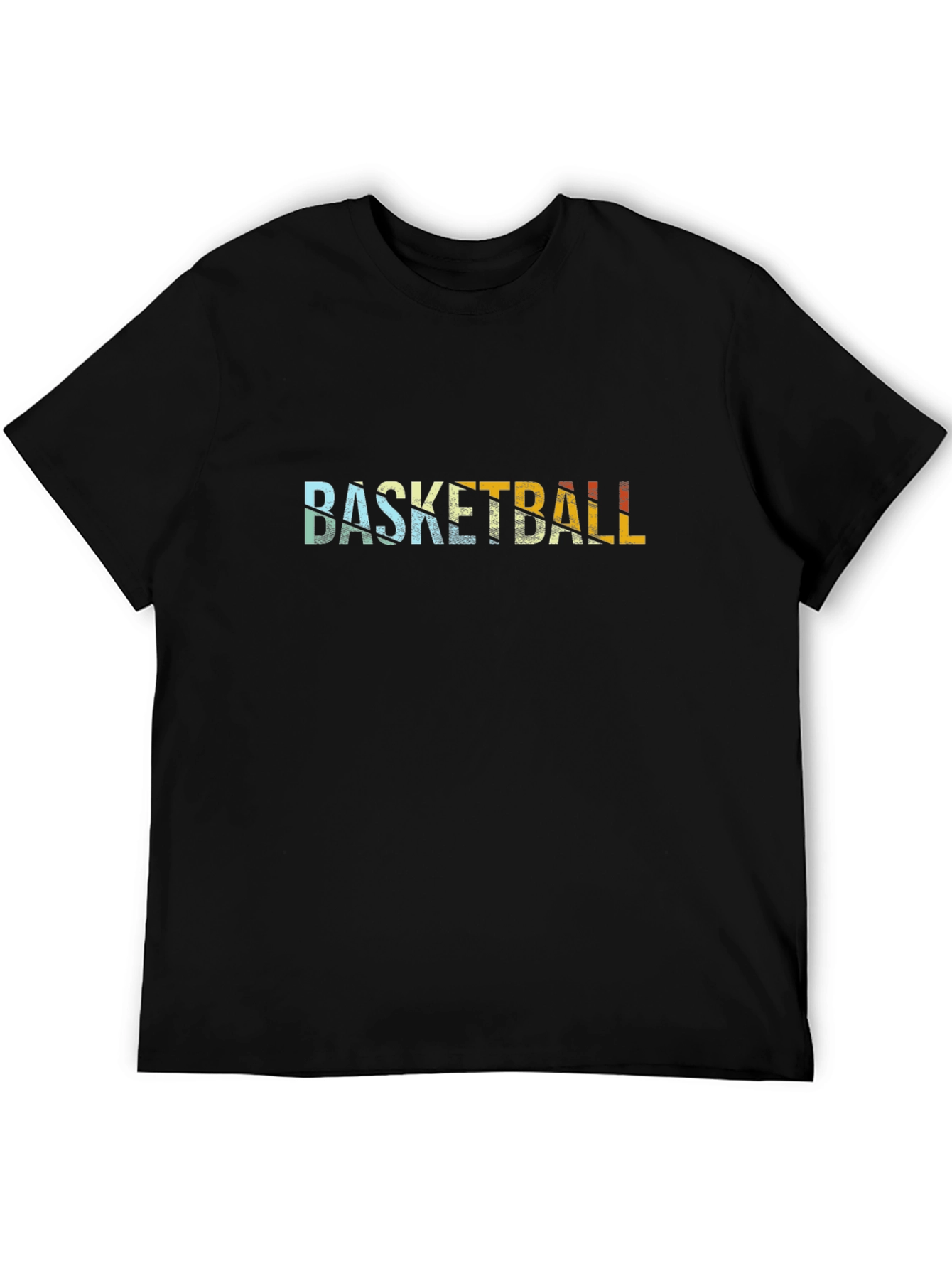 Black Retro Basketball Graphic Tee - Black Cotton T-Shirt view 5