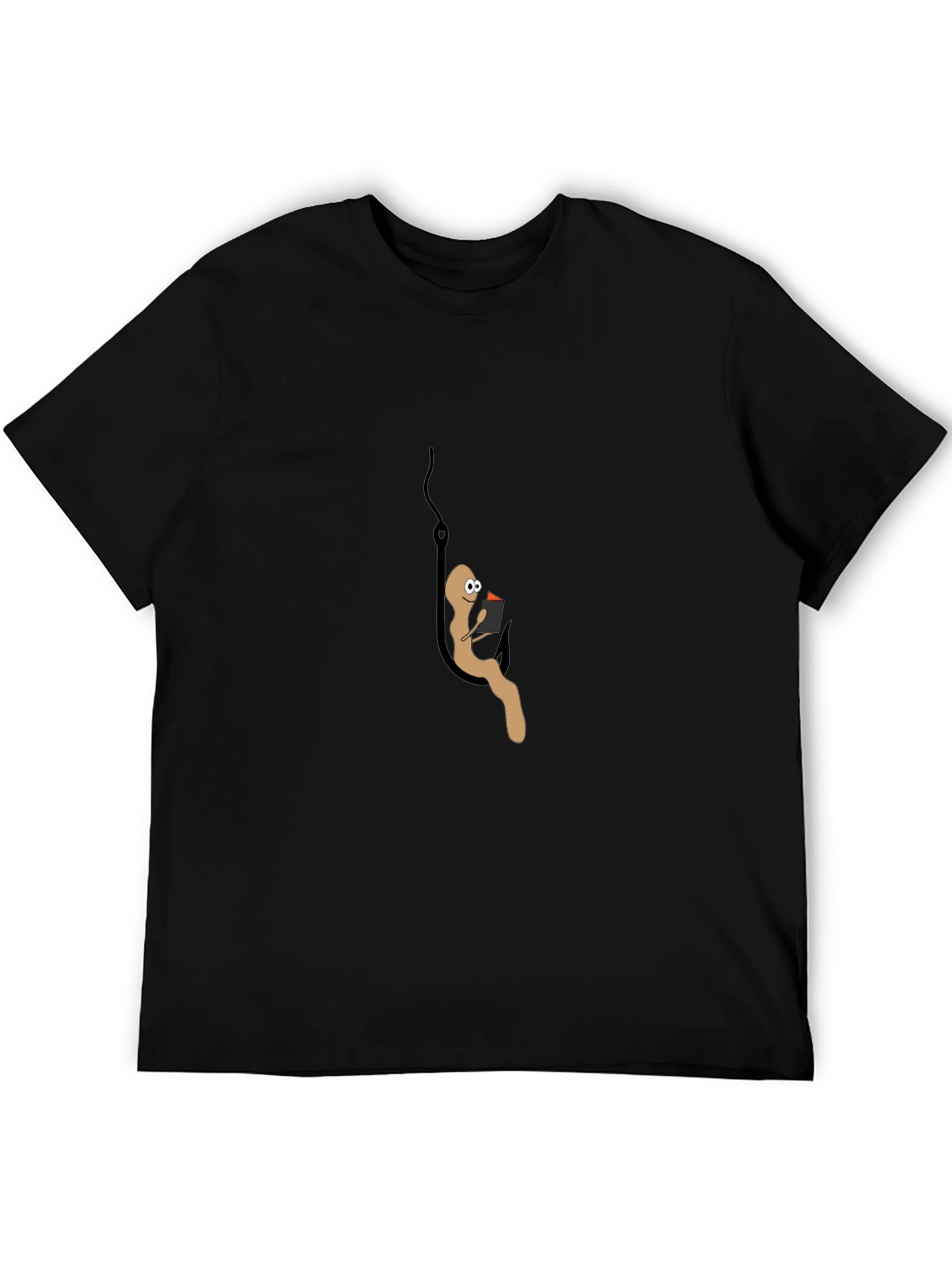 Black Funny Worm on a Hook T-Shirt - Bait Humor view 5