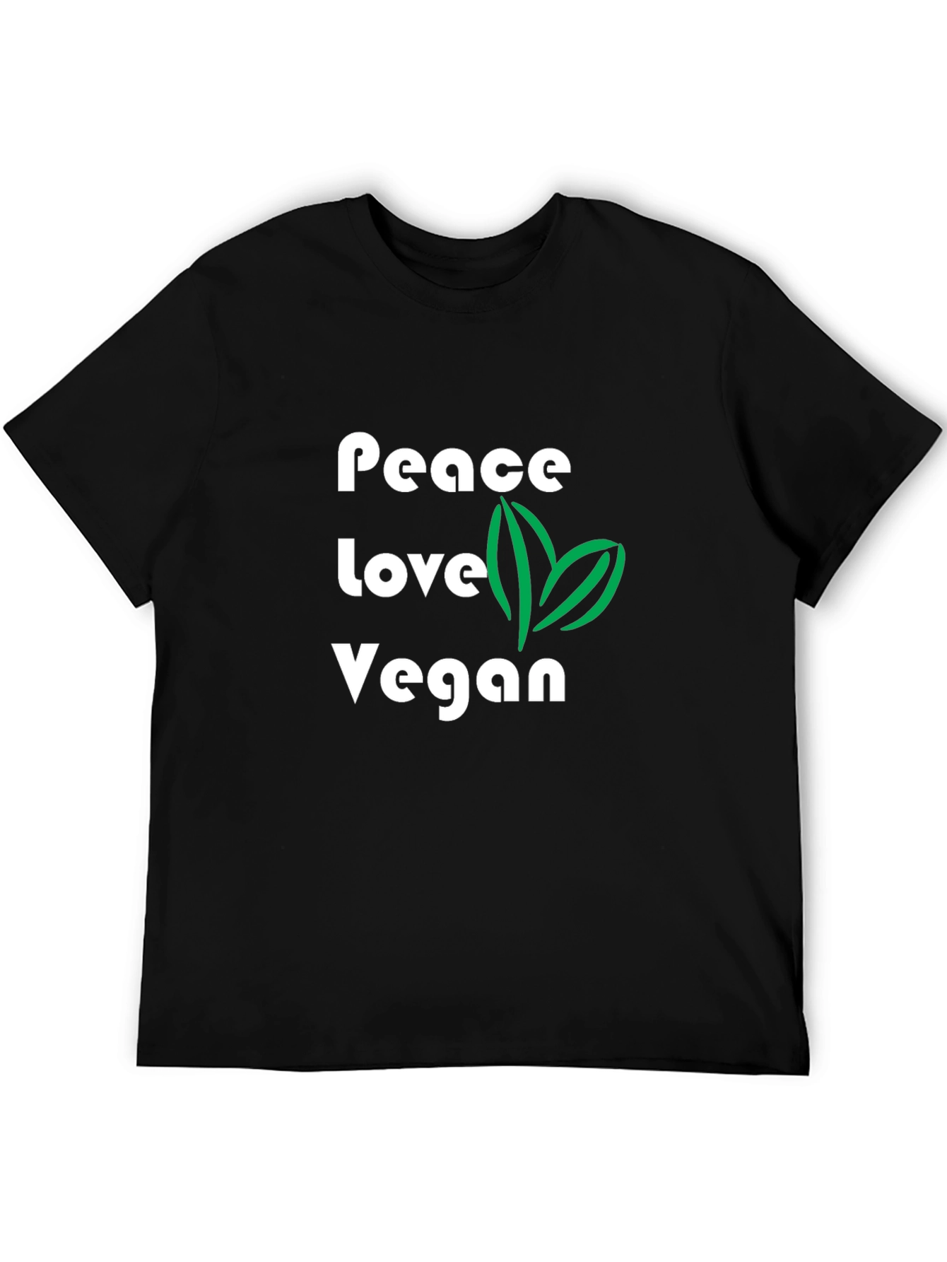 Black Peace Love Vegan Graphic T-Shirt - Black view 5