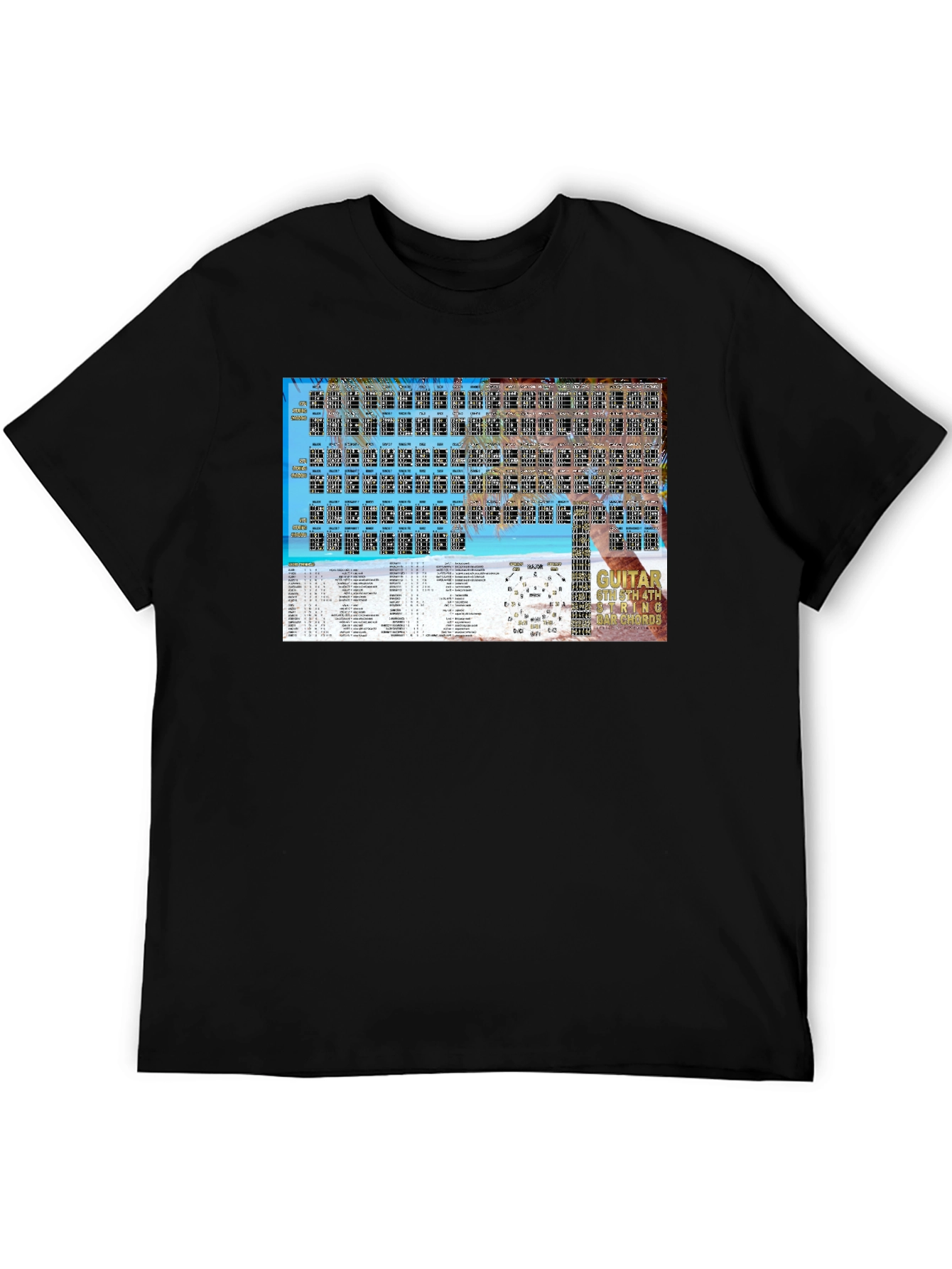 Black Guitar Chords Beach T-Shirt view 5