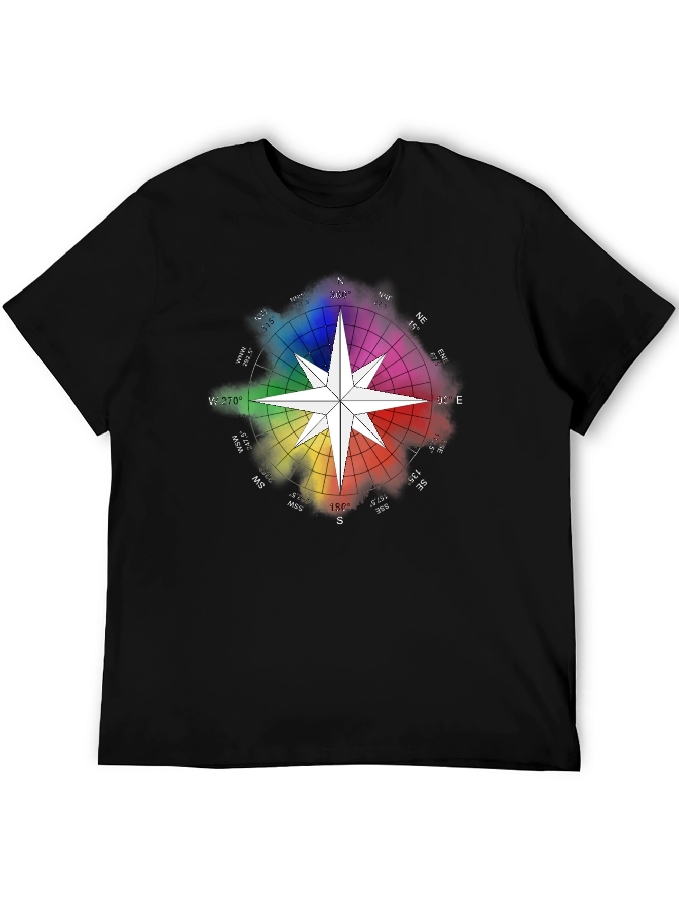 Black Rainbow Compass Star Graphic T-Shirt - Stylish Black Tee view 5