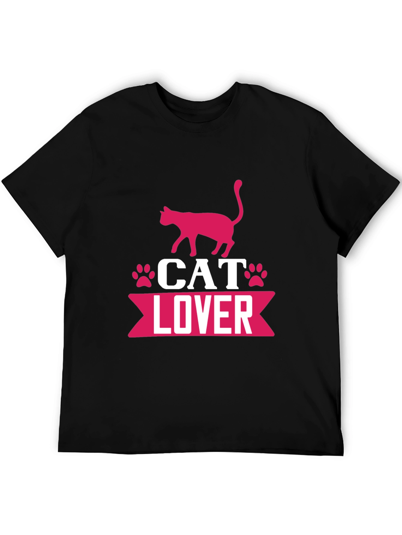 Black Cat Lover Graphic T-Shirt - Cute Pink Design view 5