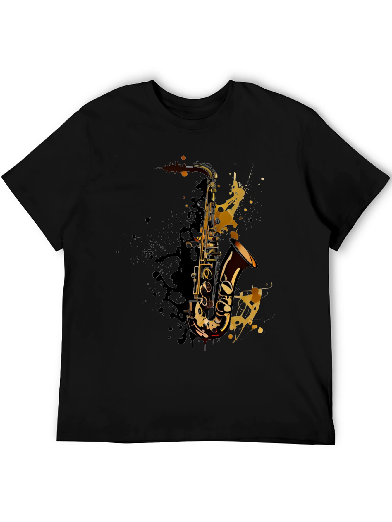 Black Saxophone Splash Graphic T-Shirt - Music Lover Tee view 5
