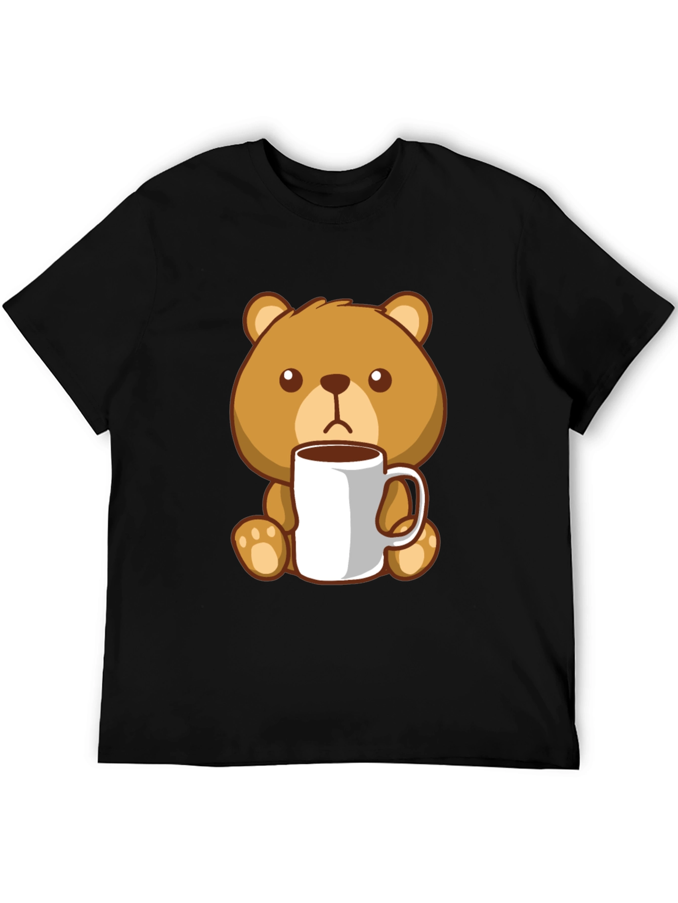 Black Cute Bear Coffee Lover Black T-Shirt view 5
