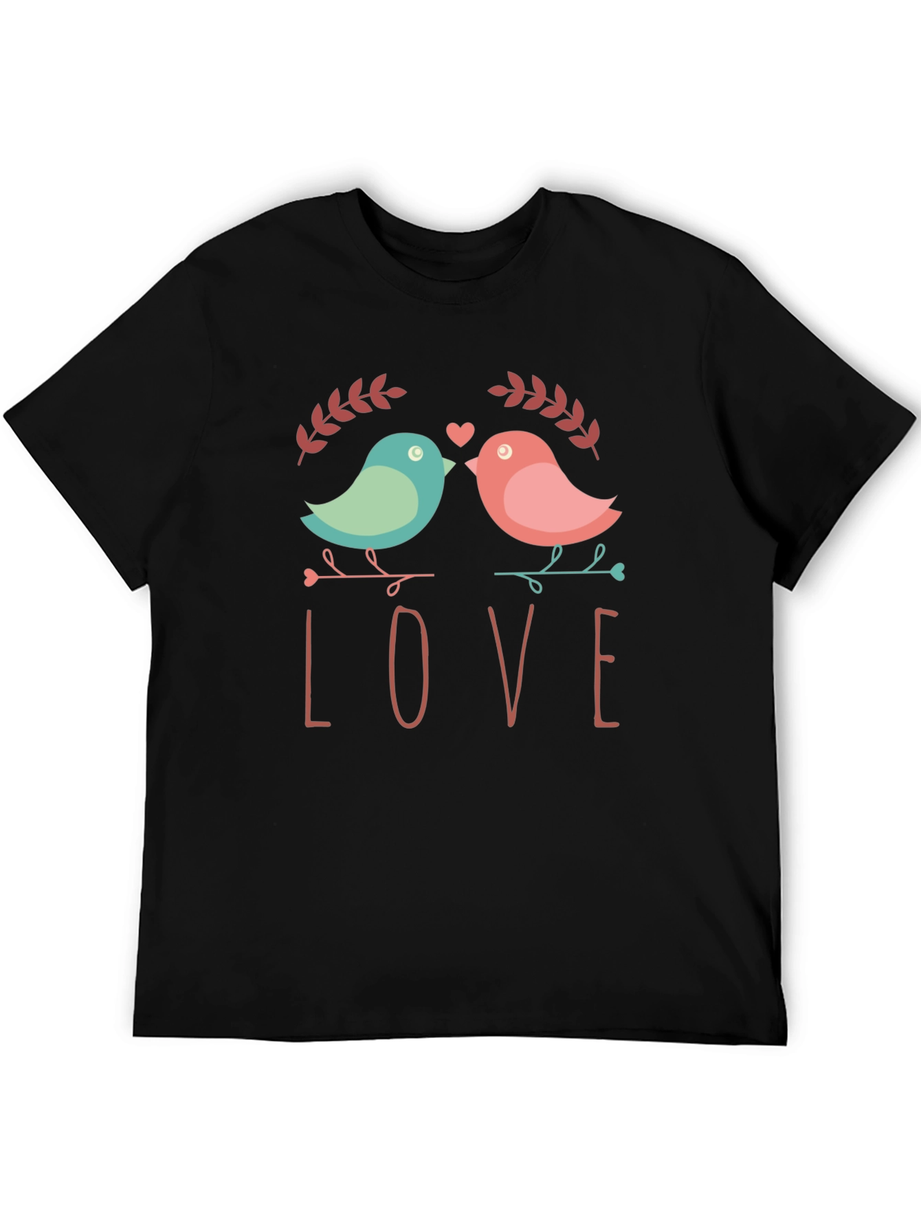 Black Love Birds Graphic Print T-Shirt view 5
