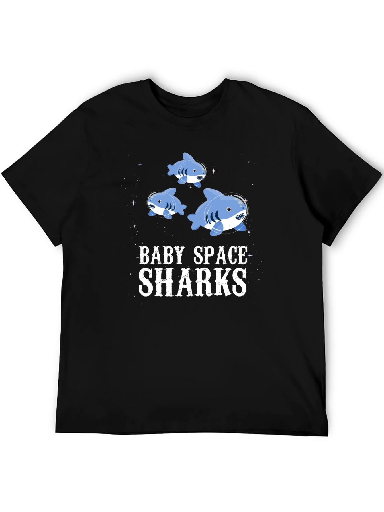 Black Baby Space Sharks Graphic T-Shirt view 5