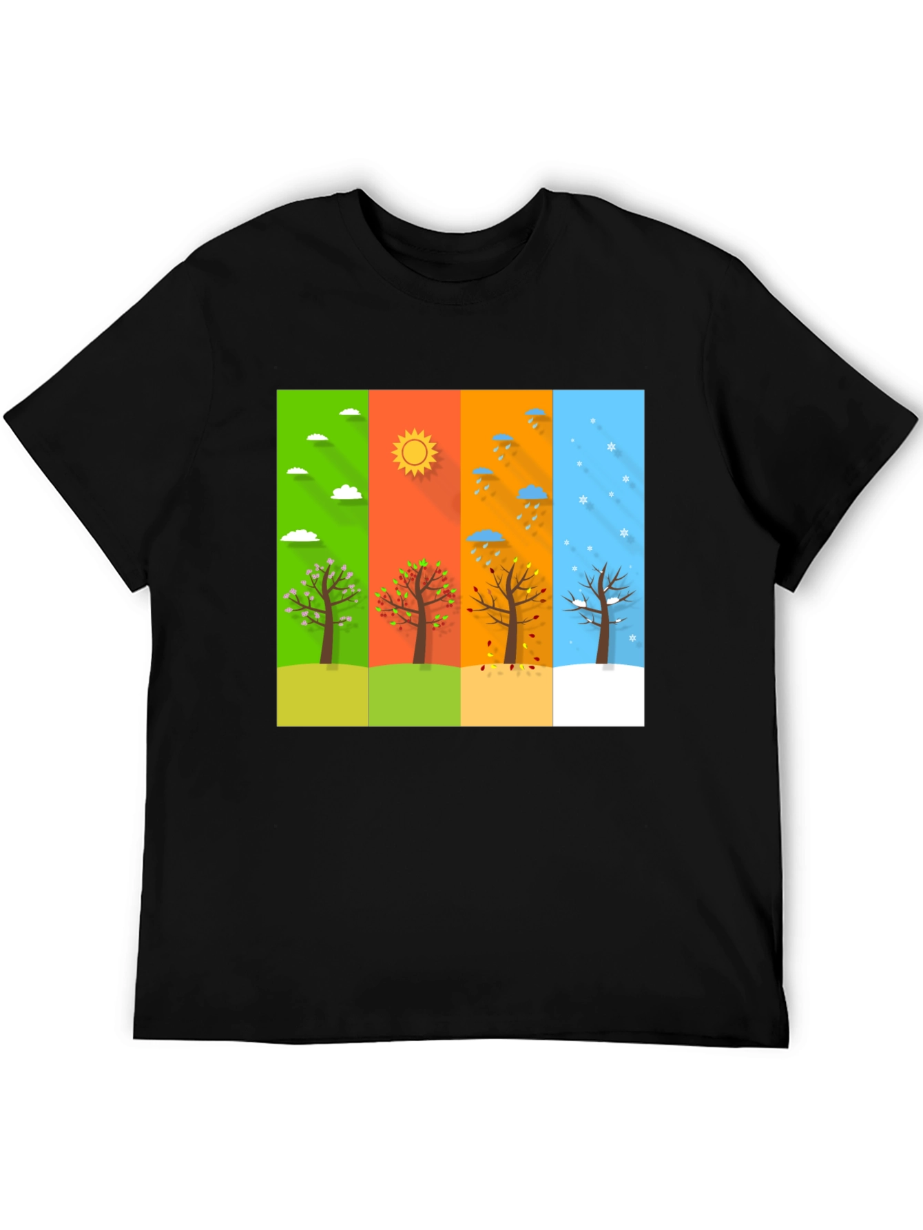 Black Seasons Tree Graphic Tee - Black Cotton T-Shirt view 5