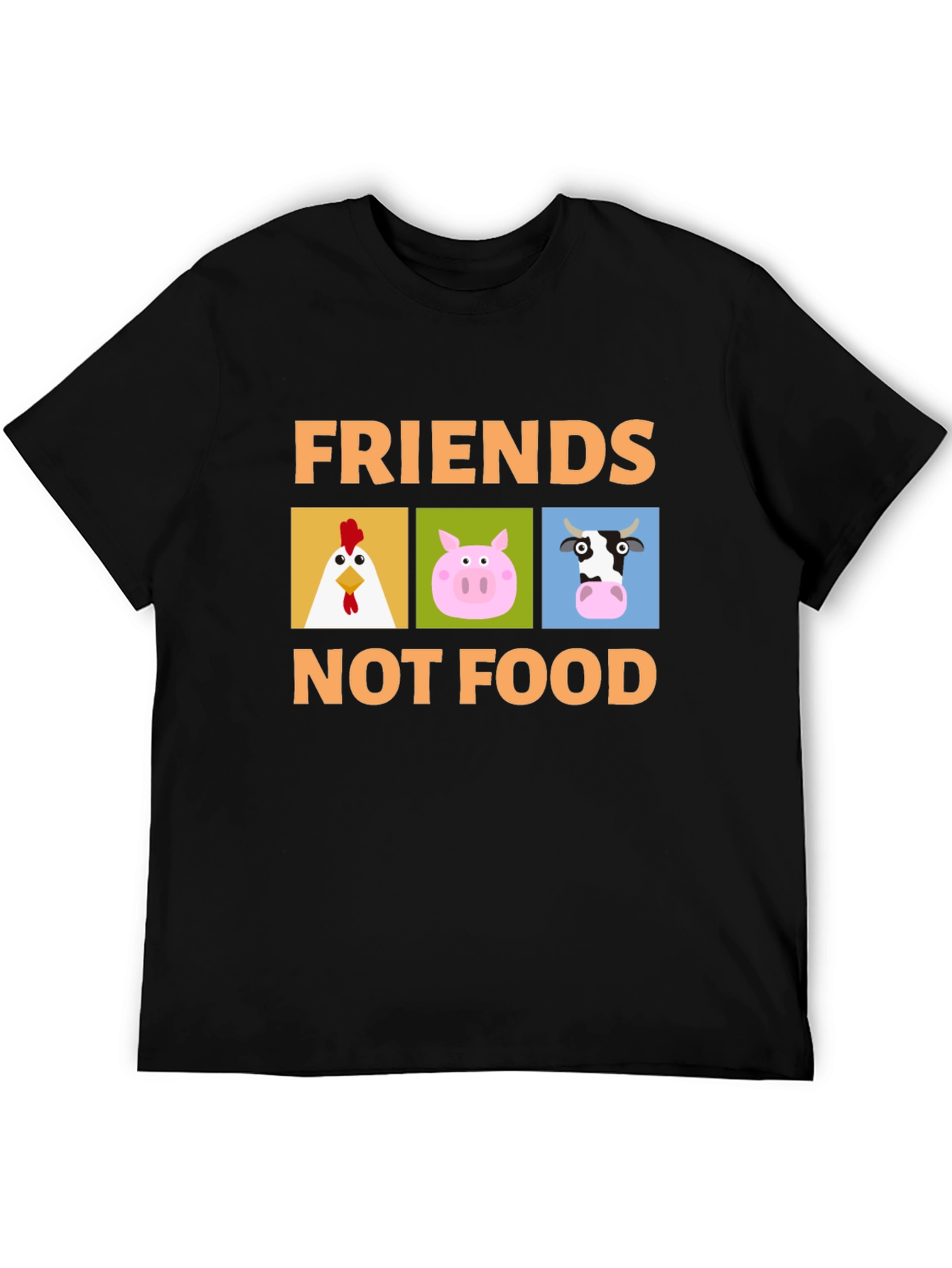 Black Friends Not Food T-Shirt Vegan Animal Lover Tee view 5