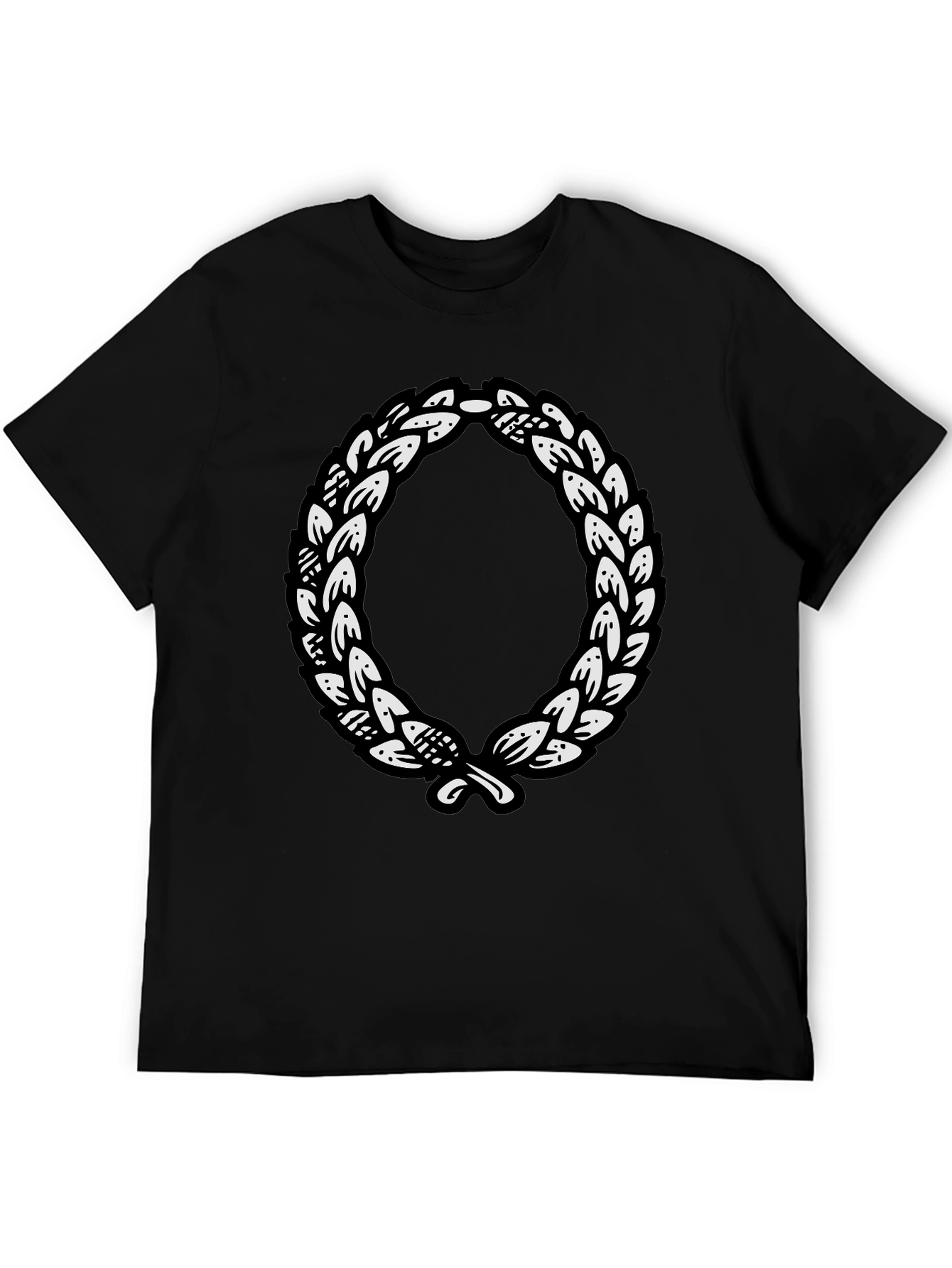 Black Black T-Shirt with Laurel Wreath Graphic view 5