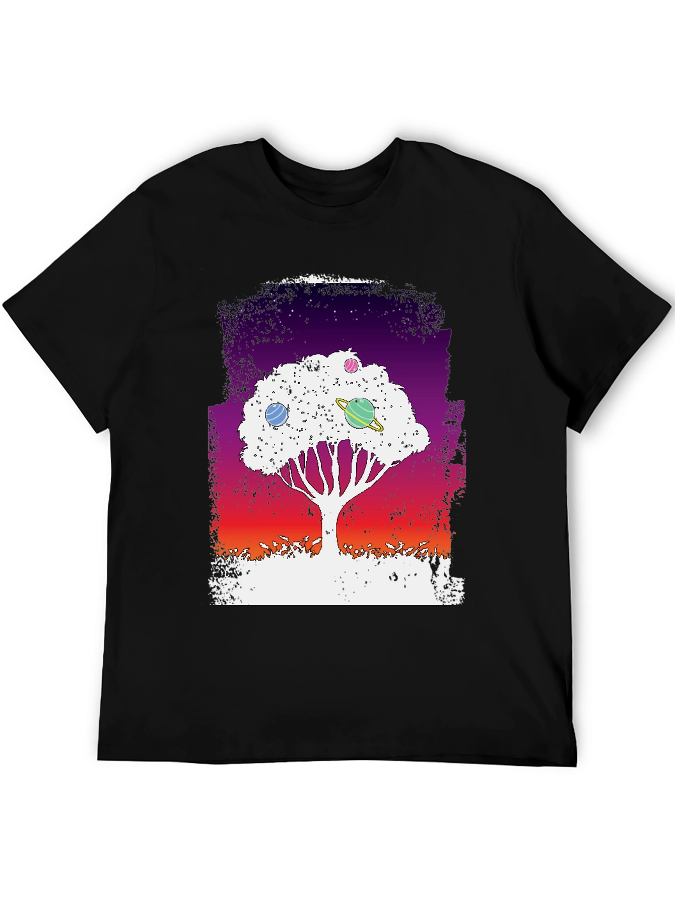 Black Galaxy Tree Graphic Tee - Black Unisex T-Shirt view 5