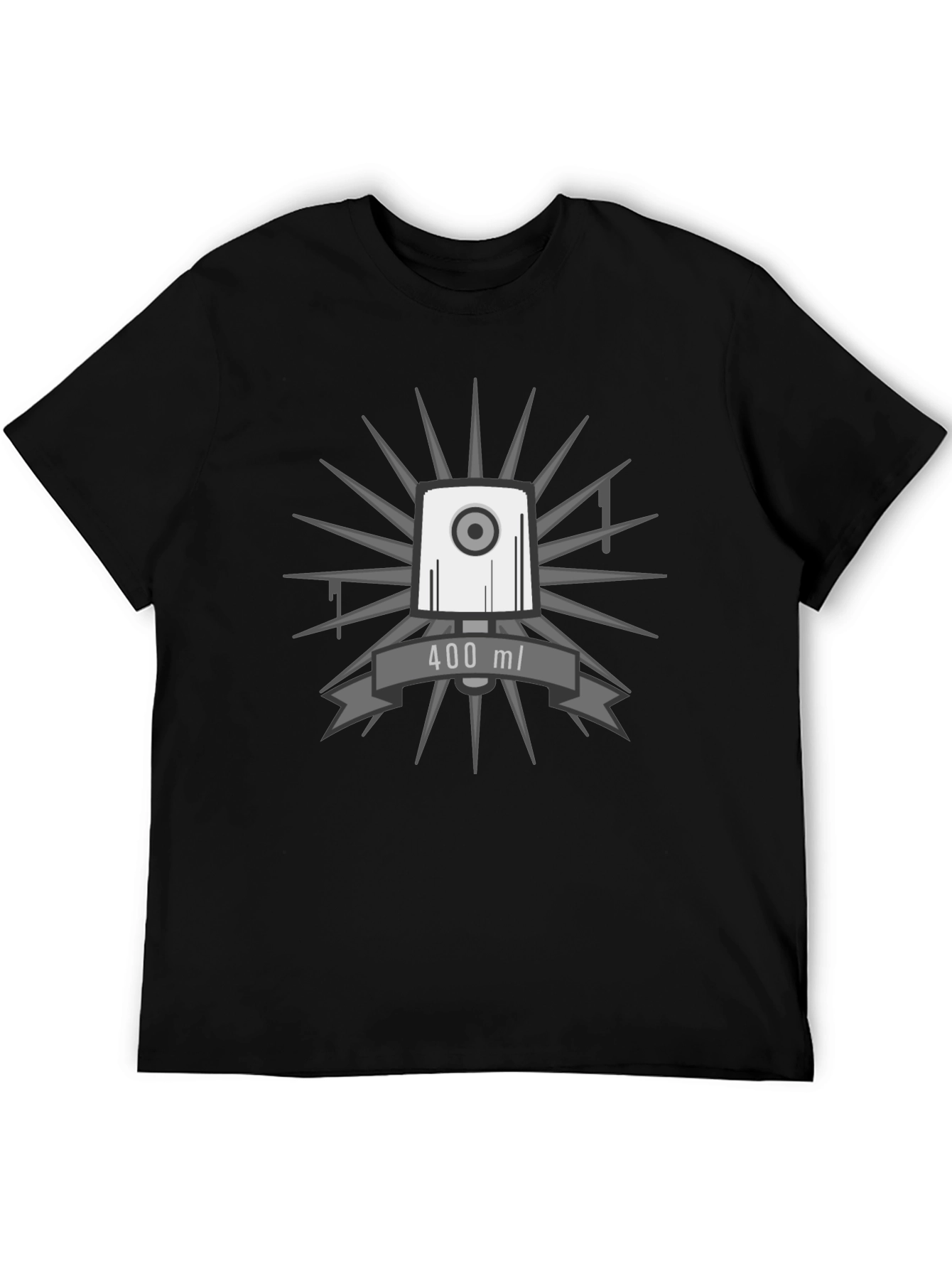 Black Black T-Shirt with Graffiti Spray Cap Design view 5