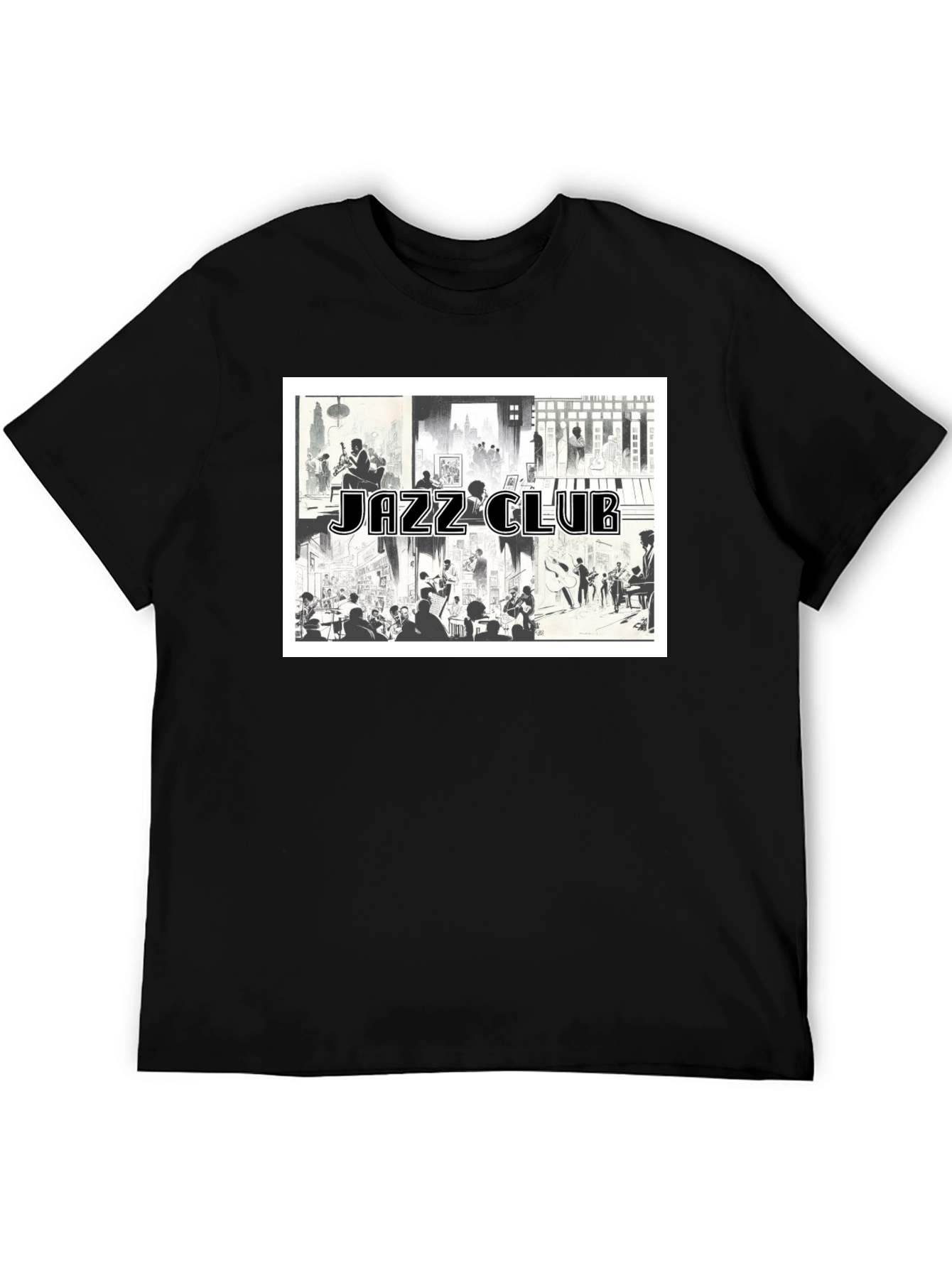 Black Jazz Club Graphic Tee - Black Cotton Blend view 5
