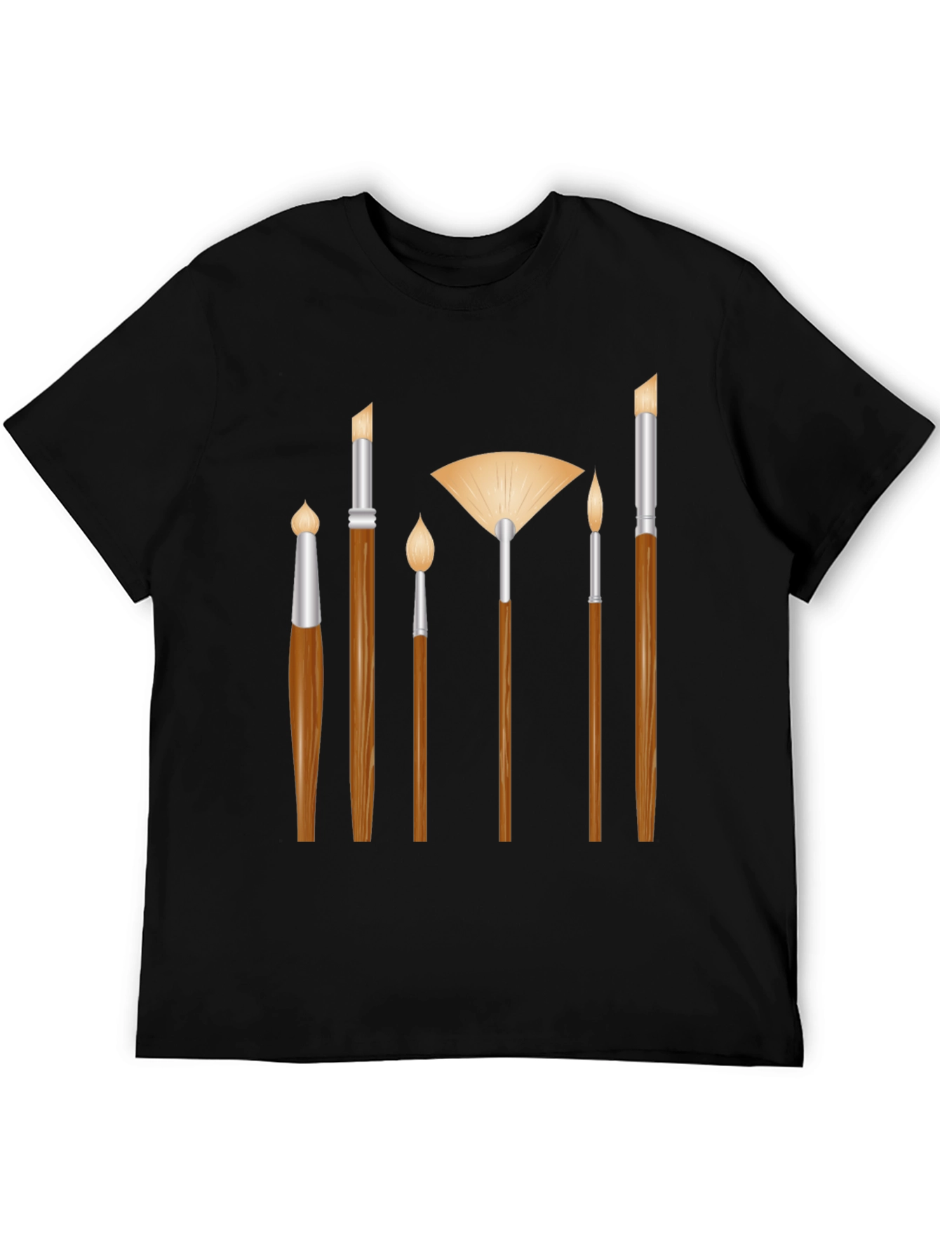 Black Artist Paint Brush Graphic Tee - Black Unisex T-Shirt view 5