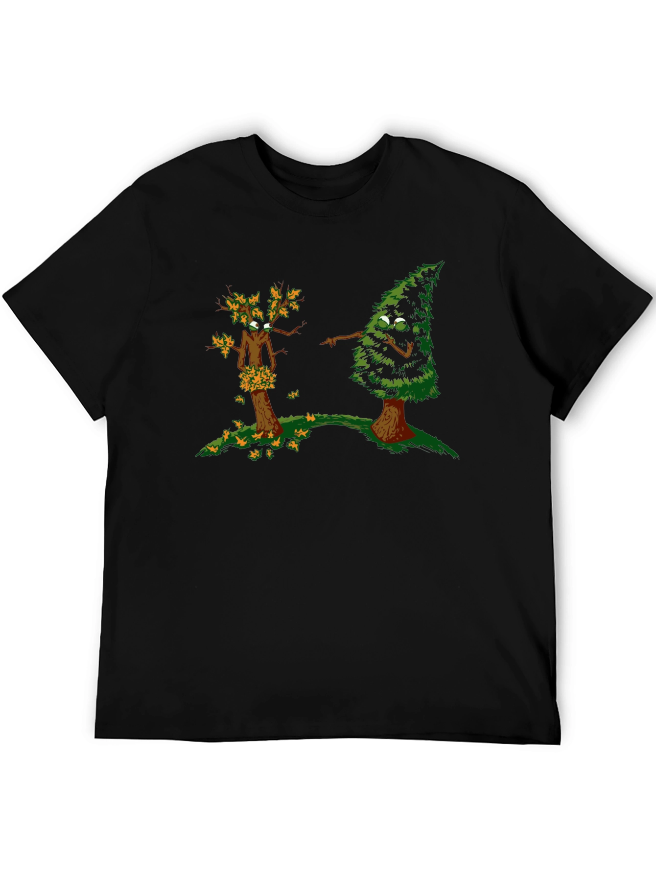 Funny Tree Cartoon Black T-Shirt - 5