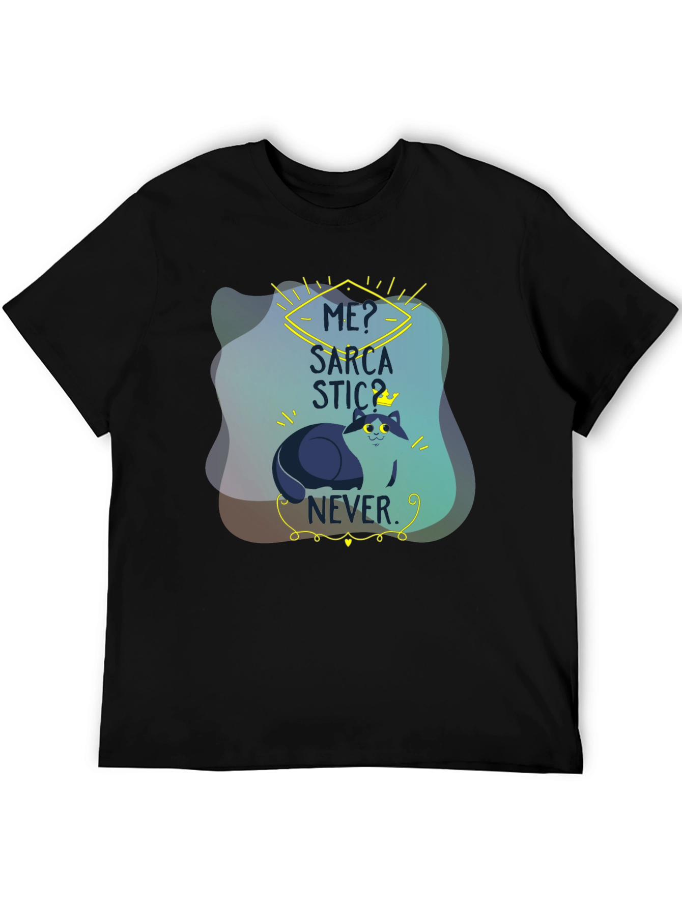 Black Sarcastic Cat T-Shirt: Funny Graphic Tee for Cat Lovers view 5