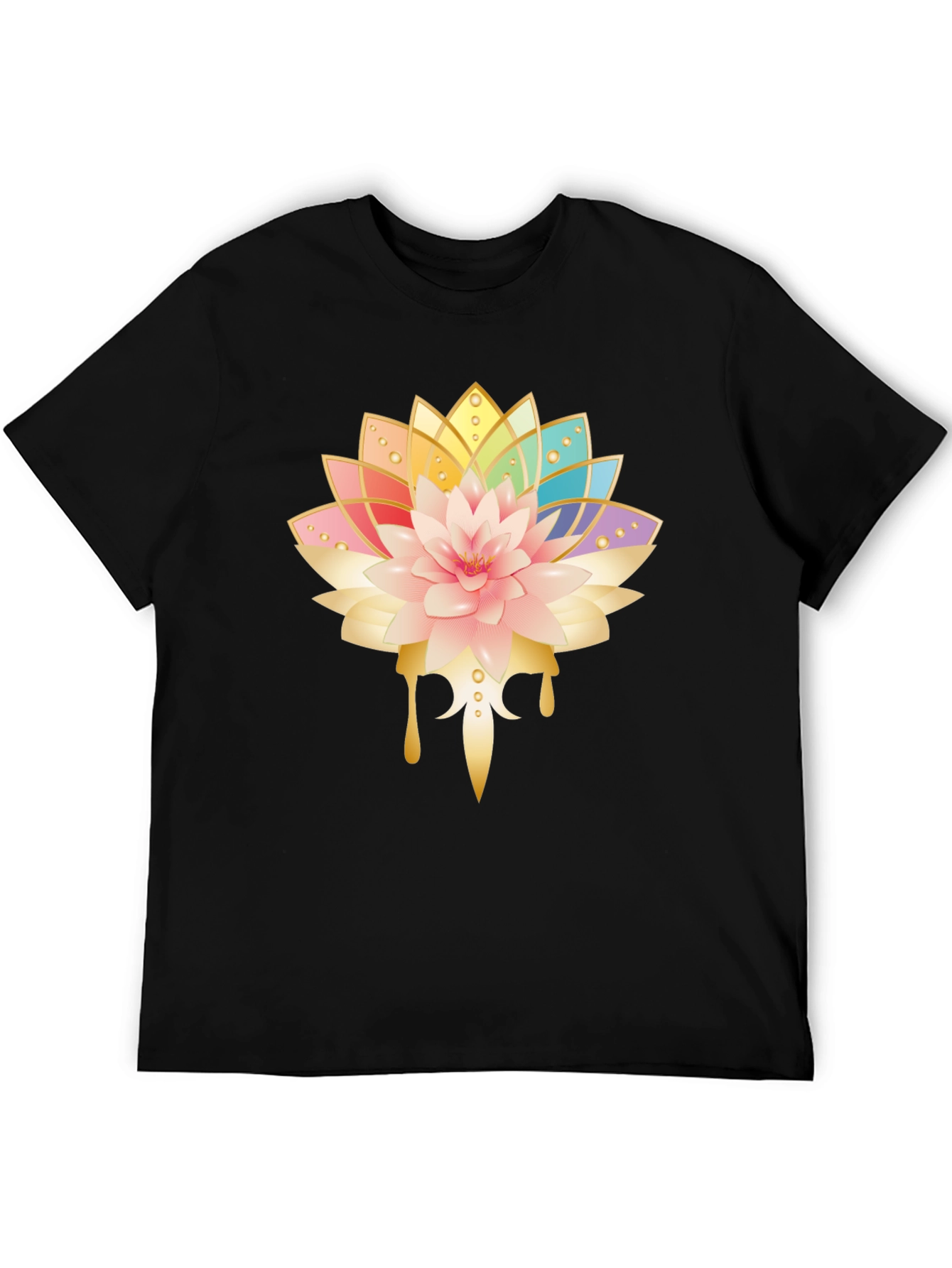 Black Lotus Flower Graphic Black T-Shirt view 5