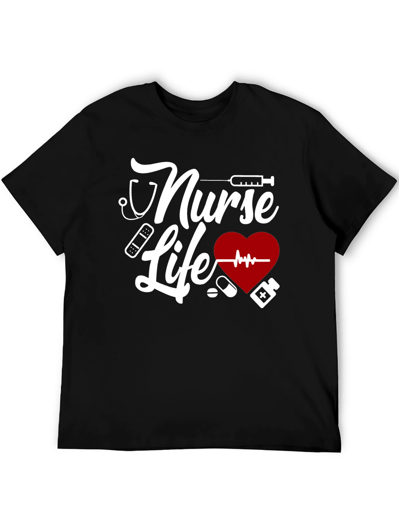 Black Nurse Life Graphic T-Shirt - Black view 5