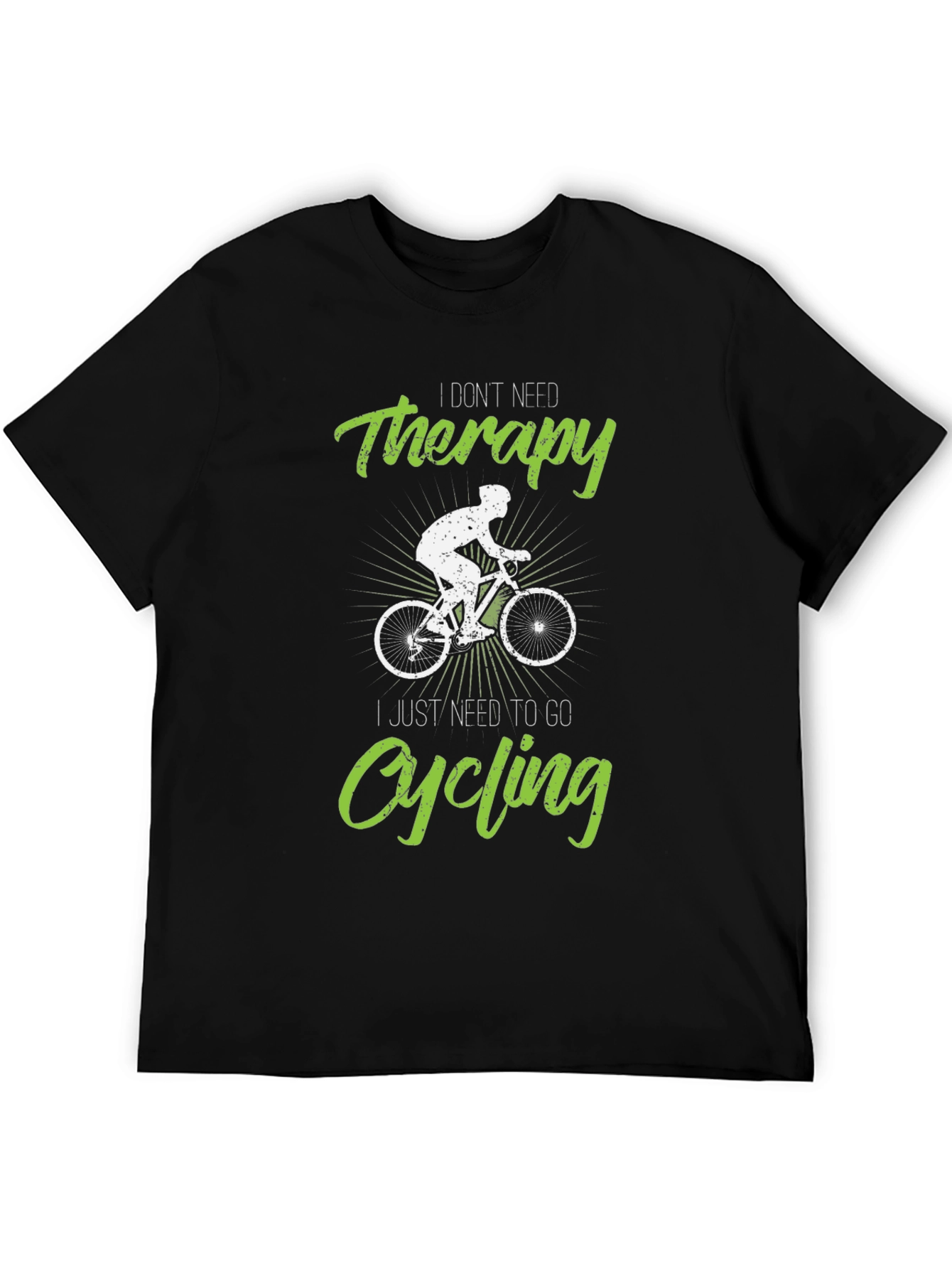 Black Cycling Therapy T-Shirt - Funny Biker Tee view 5