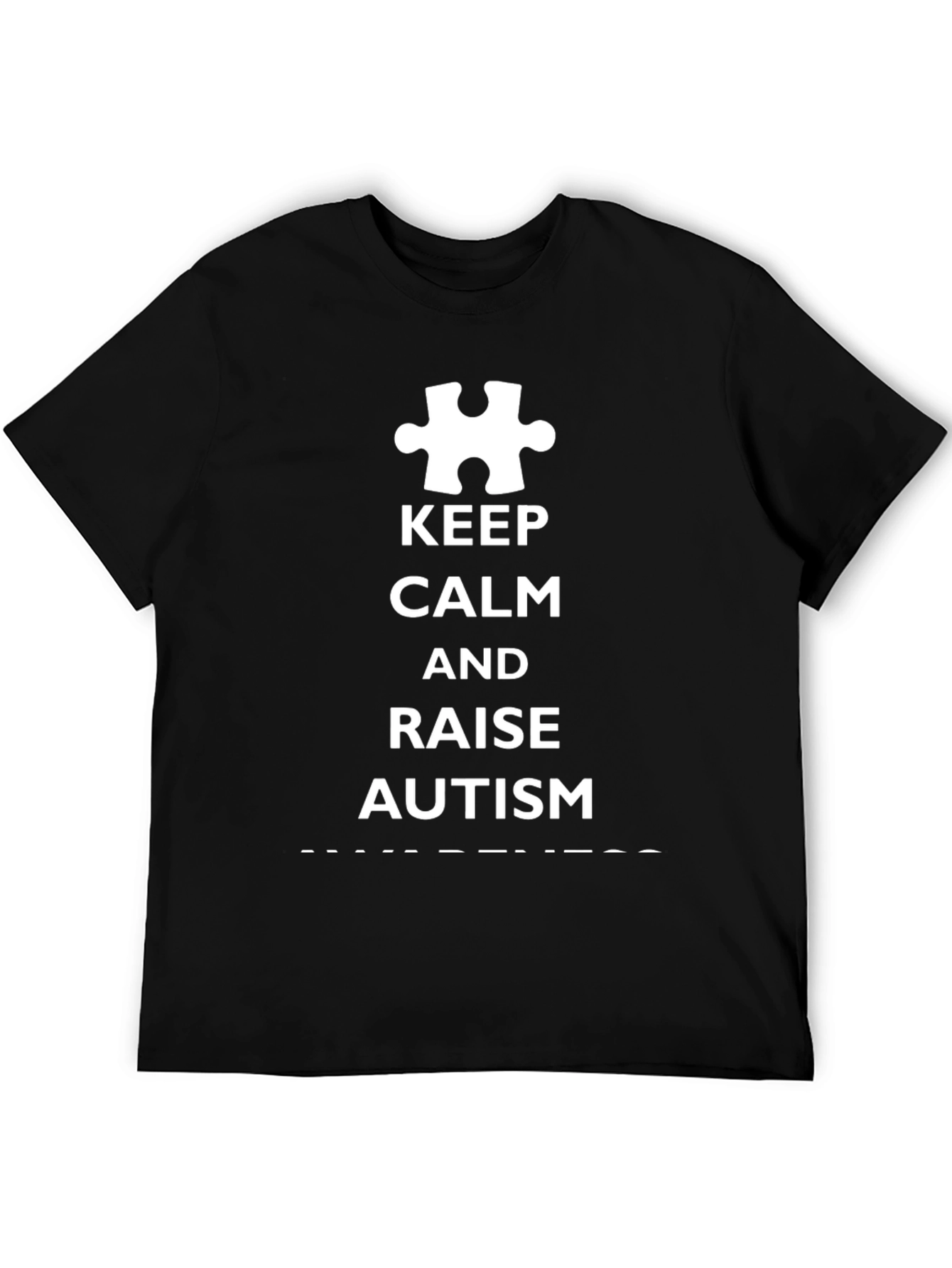 Black Keep Calm Autism Awareness Tee view 5