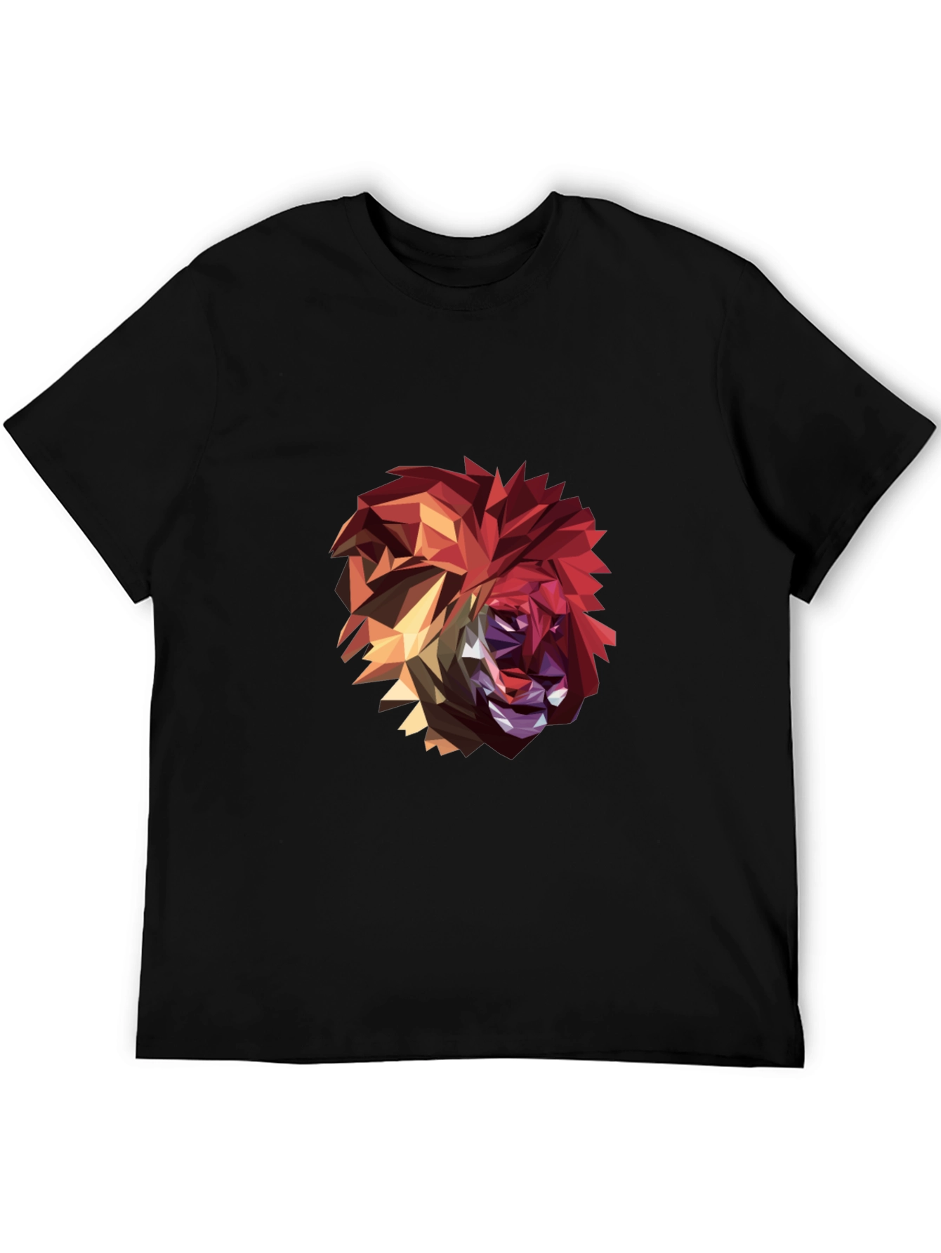 Black Geometric Lion Graphic Black T-Shirt view 5