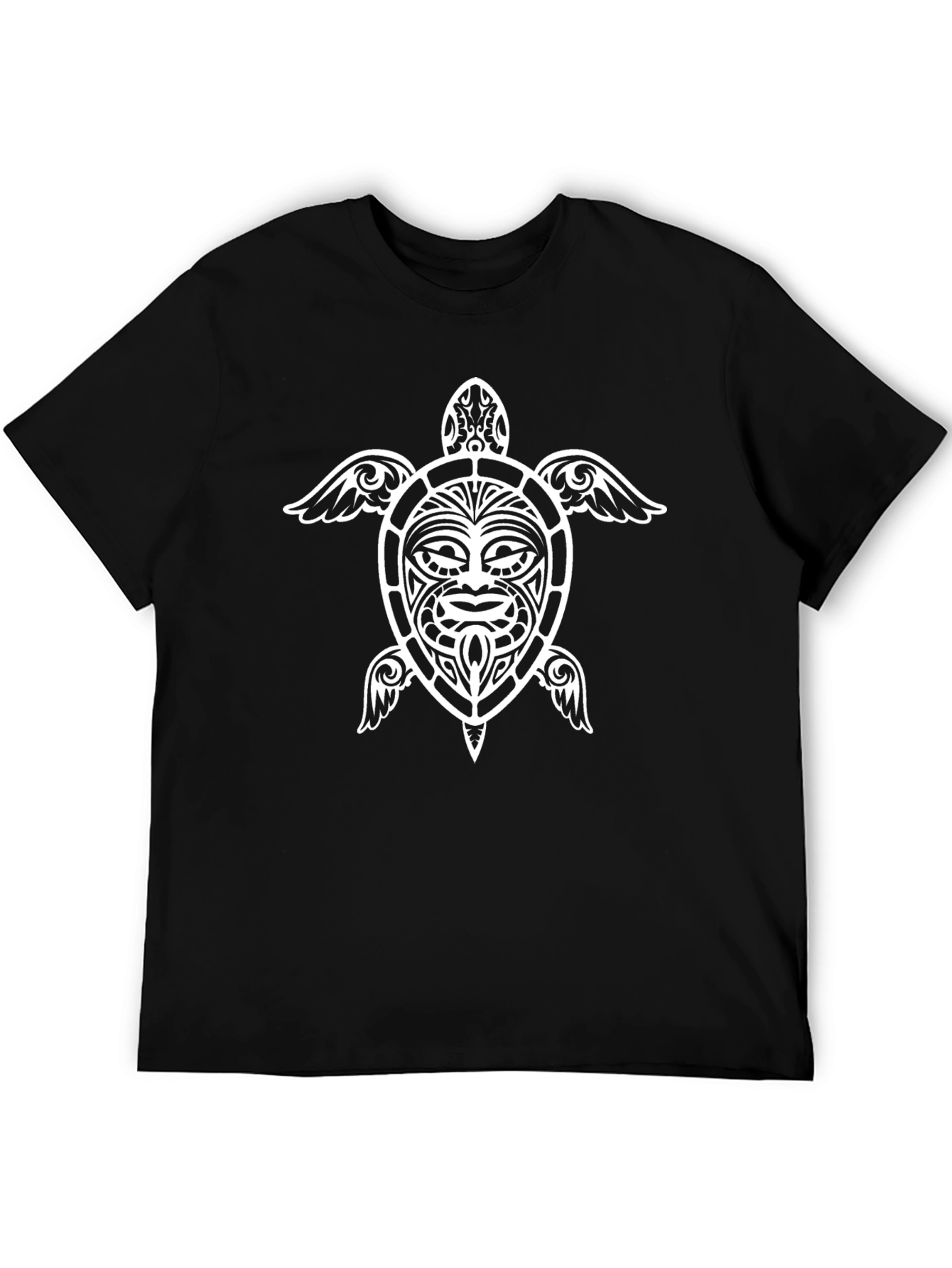 Black Tribal Turtle Graphic Tee - Soft Black Cotton view 5