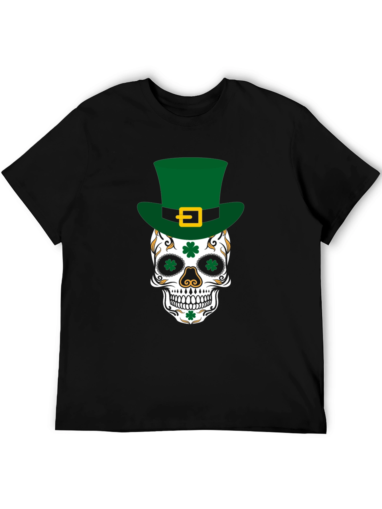 Black Lucky Skull St. Patrick's Day T-Shirt view 5