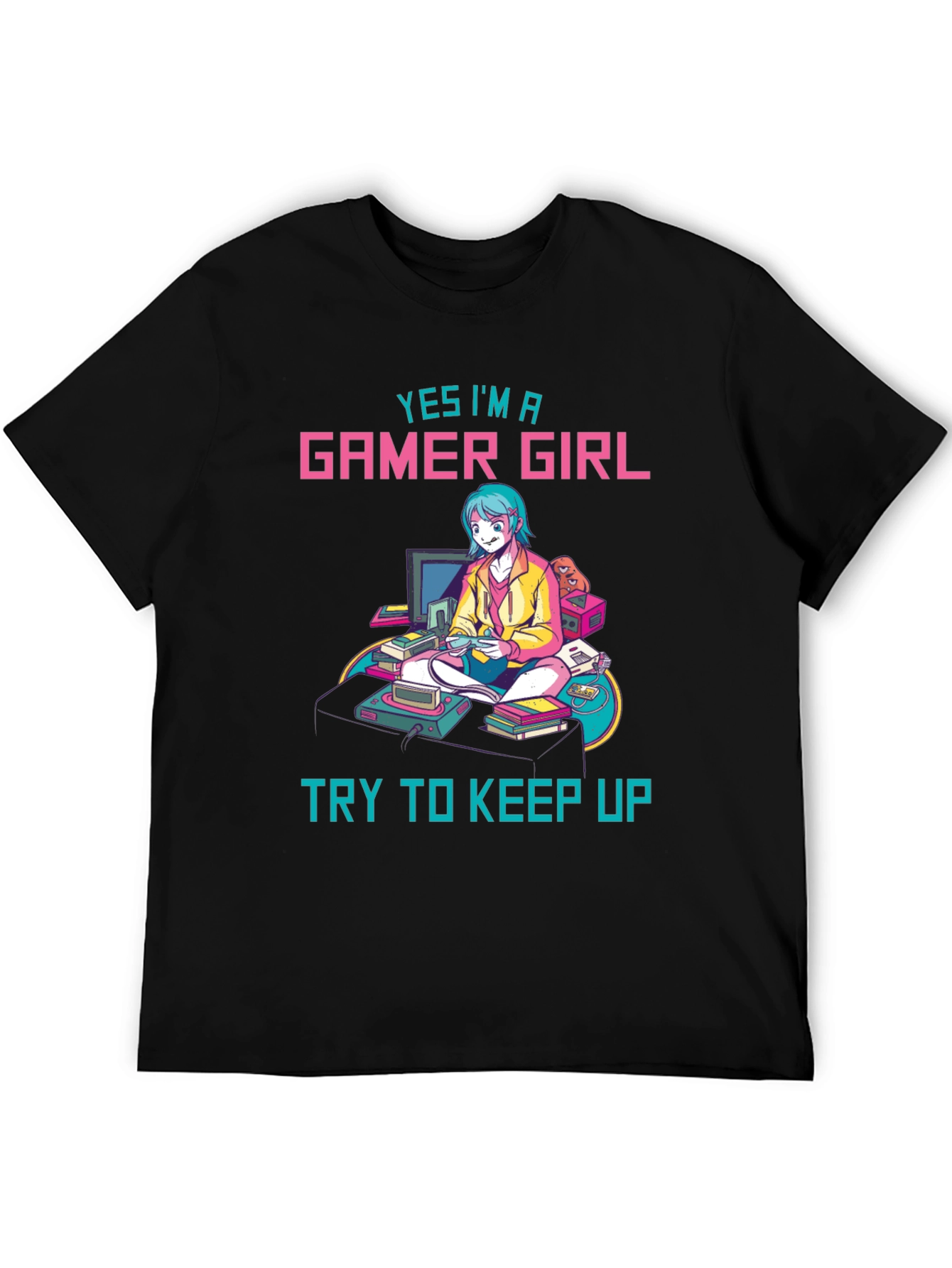 Black Gamer Girl Graphic Tee - Yes I'm A Gamer Girl - Keep Up view 5