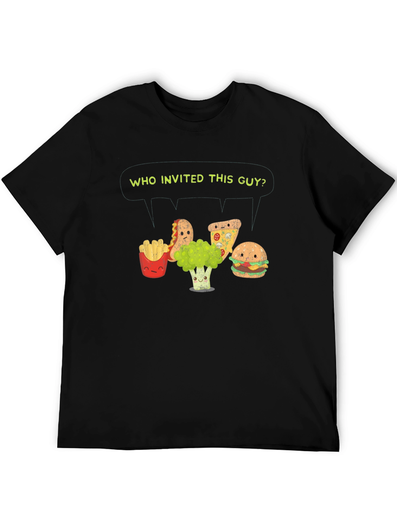 Black Funny Broccoli T-Shirt - Who Invited This Guy view 5