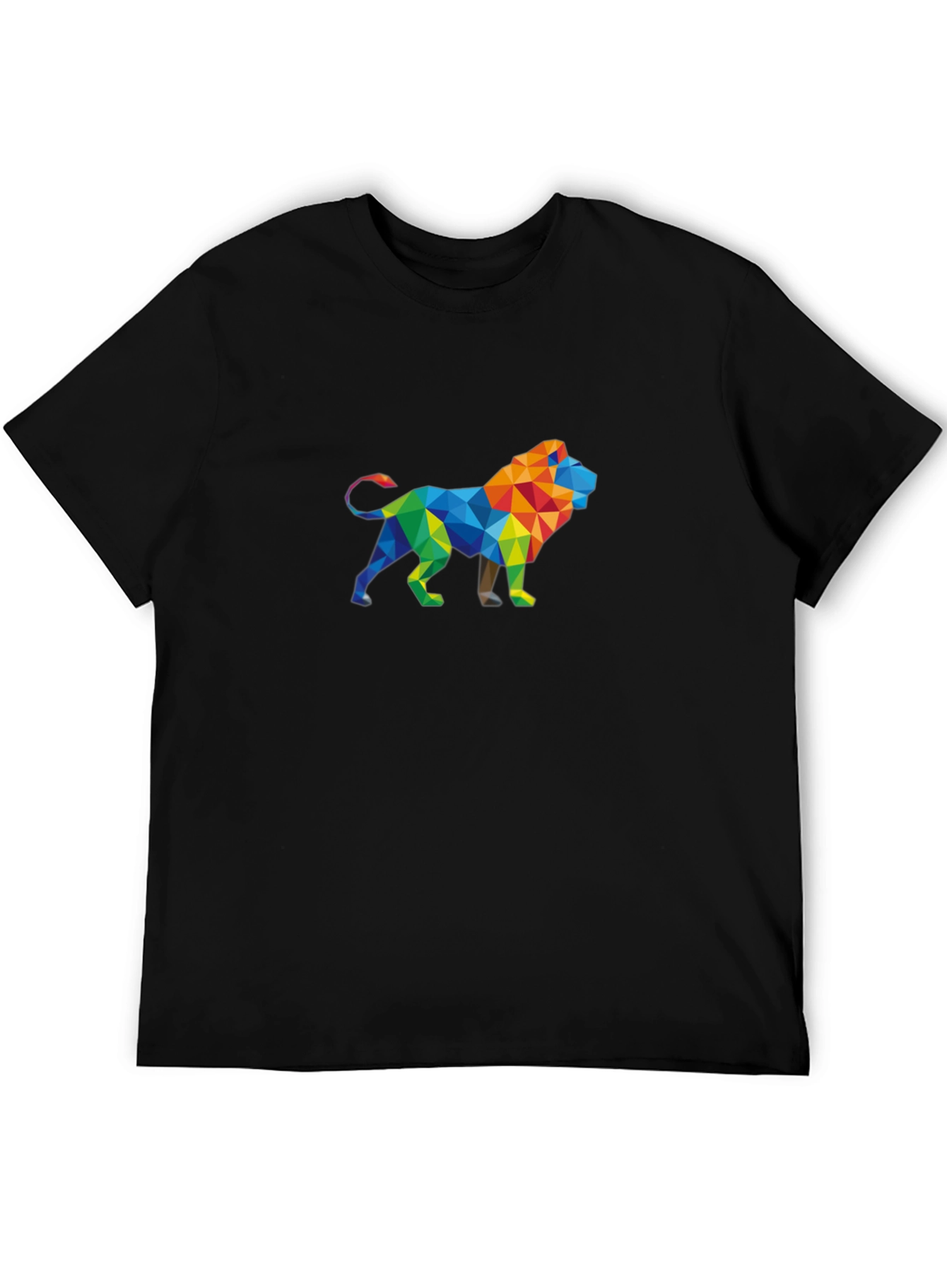 Black Geometric Lion Graphic Tee - Stylish Men's Black T-Shirt view 5