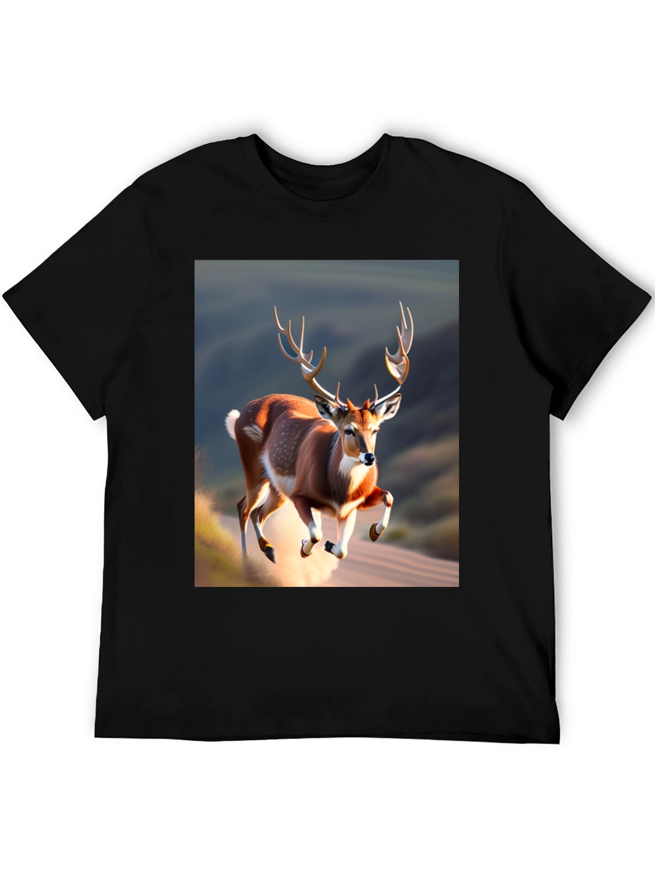 Black Deer Graphic Black T-Shirt view 5