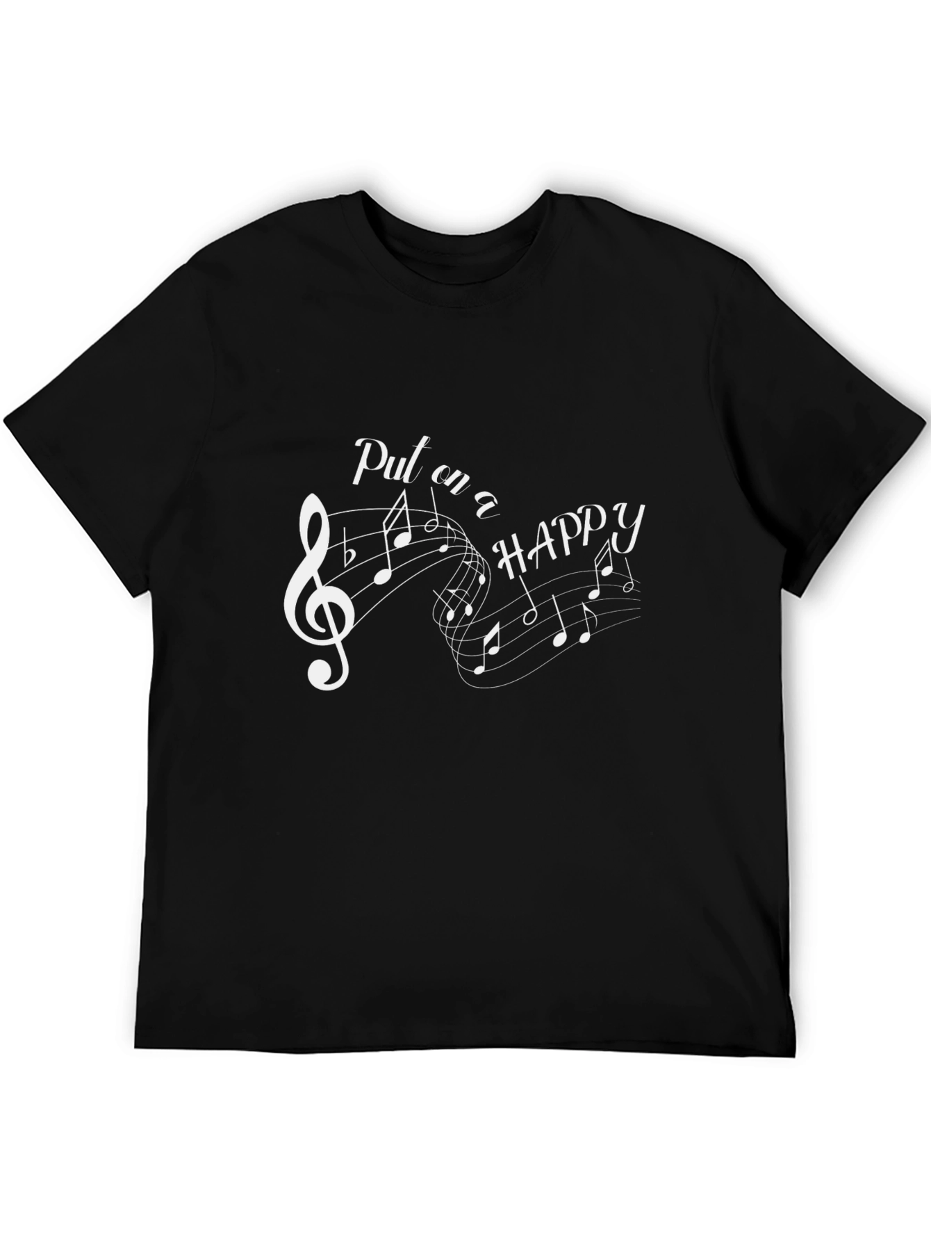 Musical Happy T-Shirt - Black Cotton Tee - 5