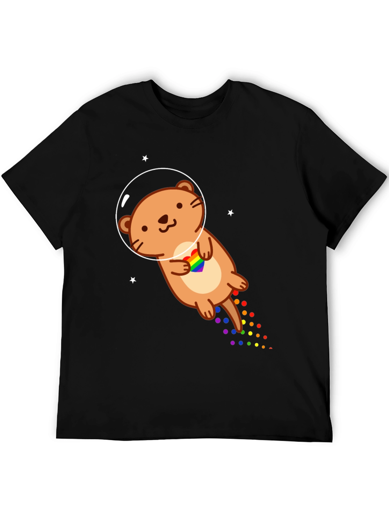 Black Space Otter LGBT Pride T-Shirt view 5