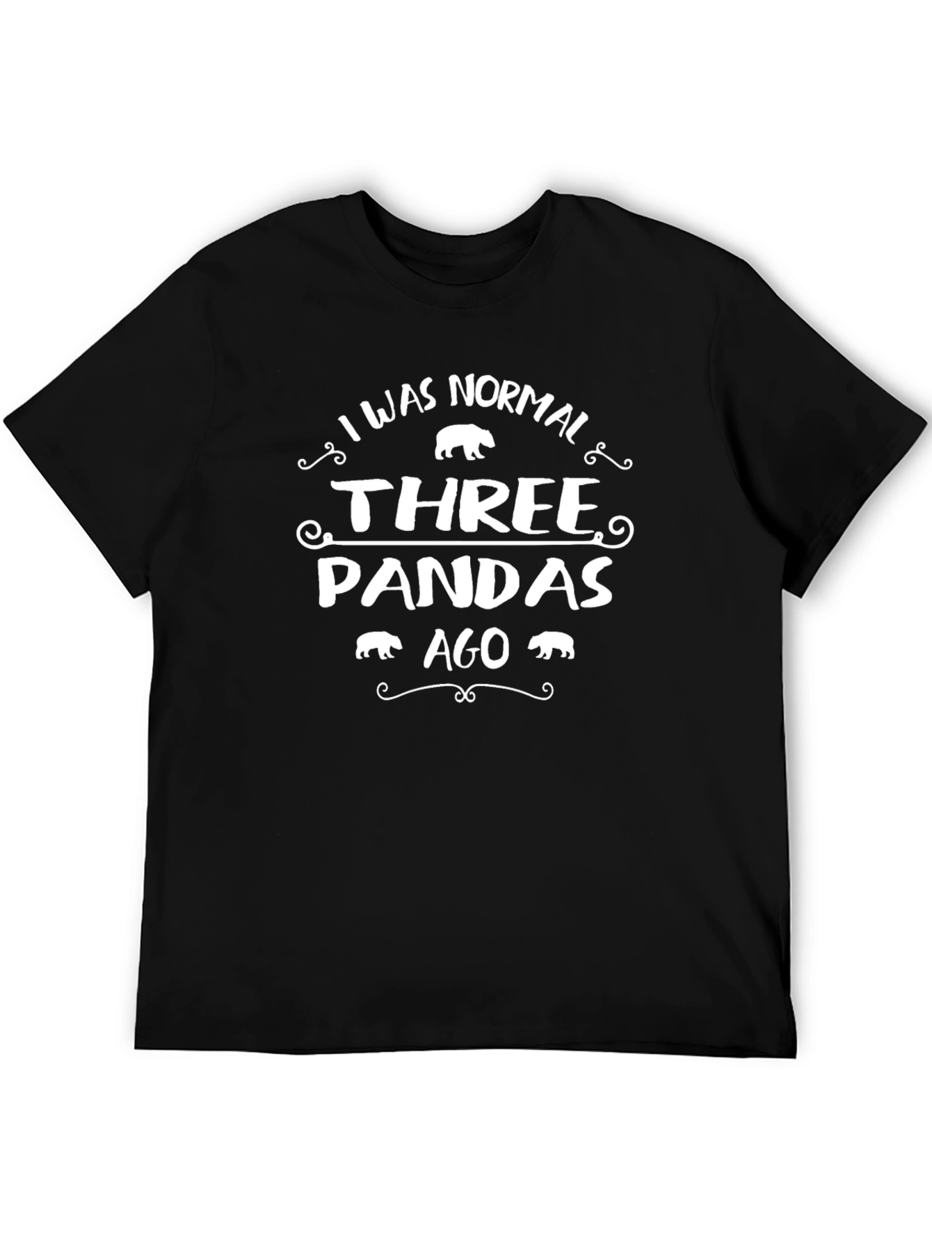 Black Funny Three Pandas Ago Graphic T-Shirt view 5