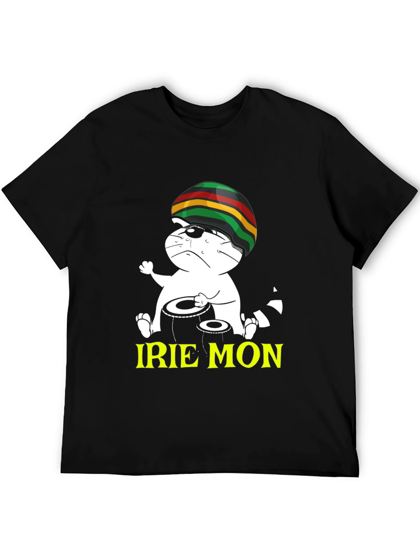 Black Irie Mon Rastafarian Cat Black T-Shirt view 5