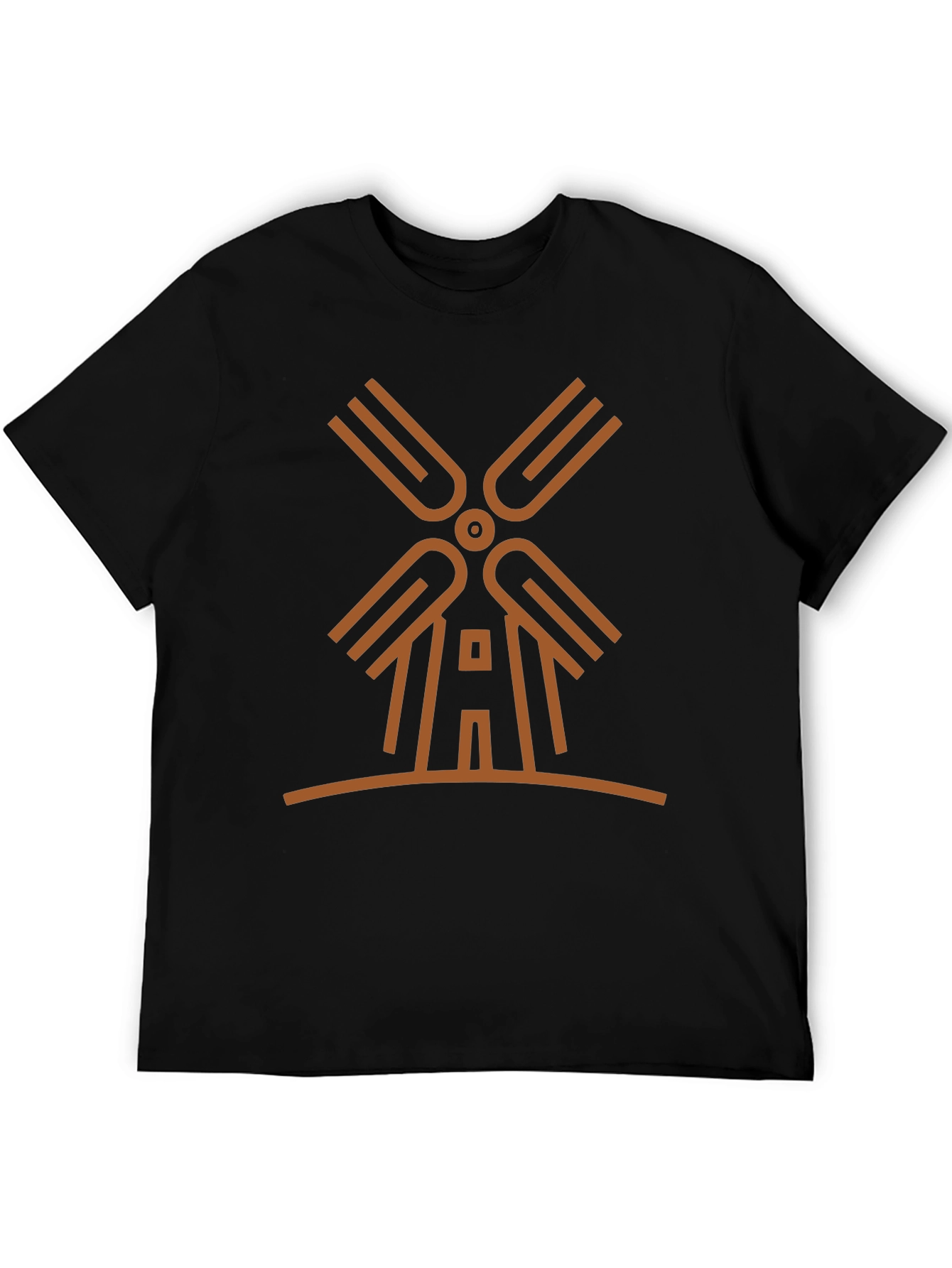 Black Modern Windmill Graphic Tee - Black Cotton Blend view 5