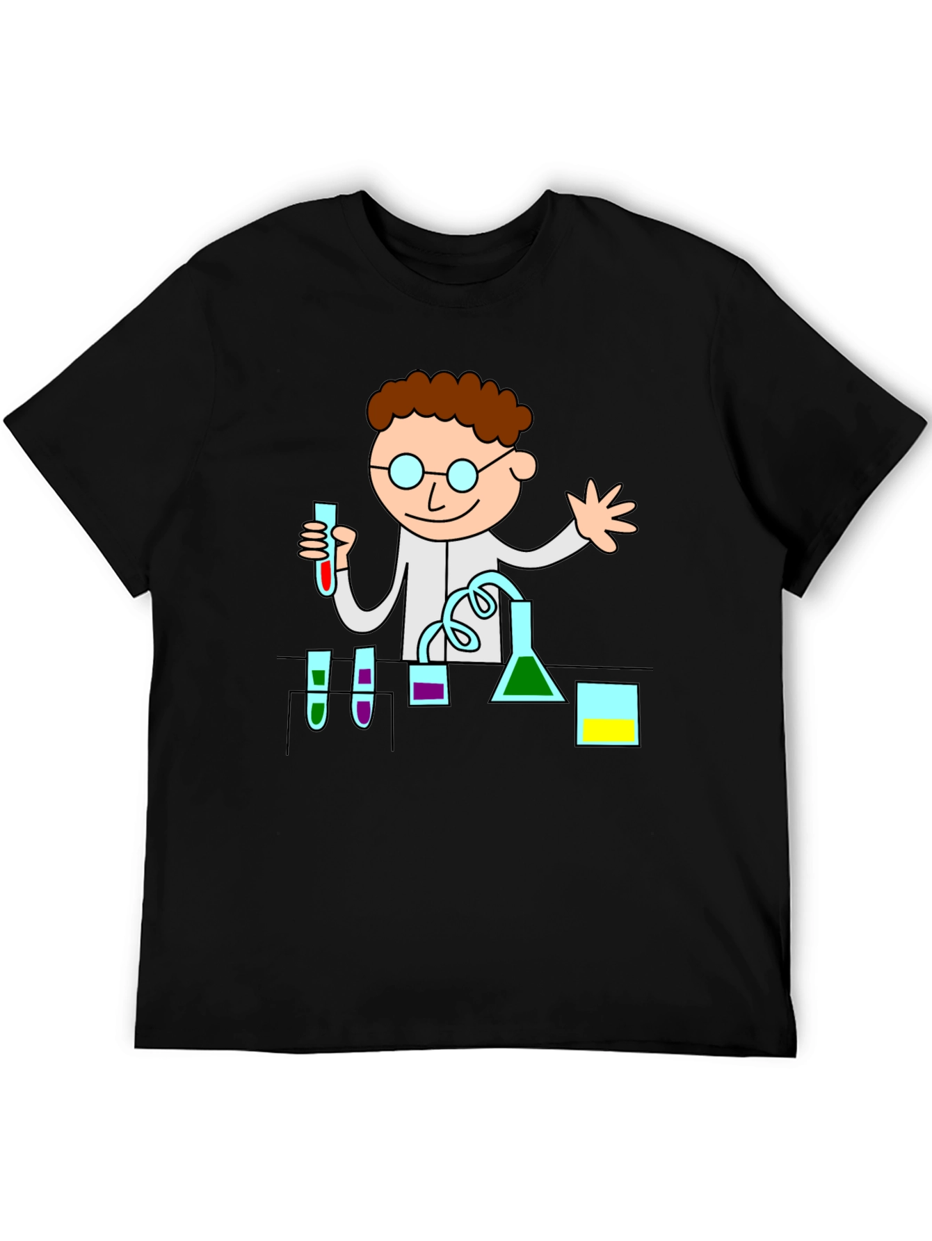 Black Scientist Graphic Tee - Black Cotton T-Shirt view 5