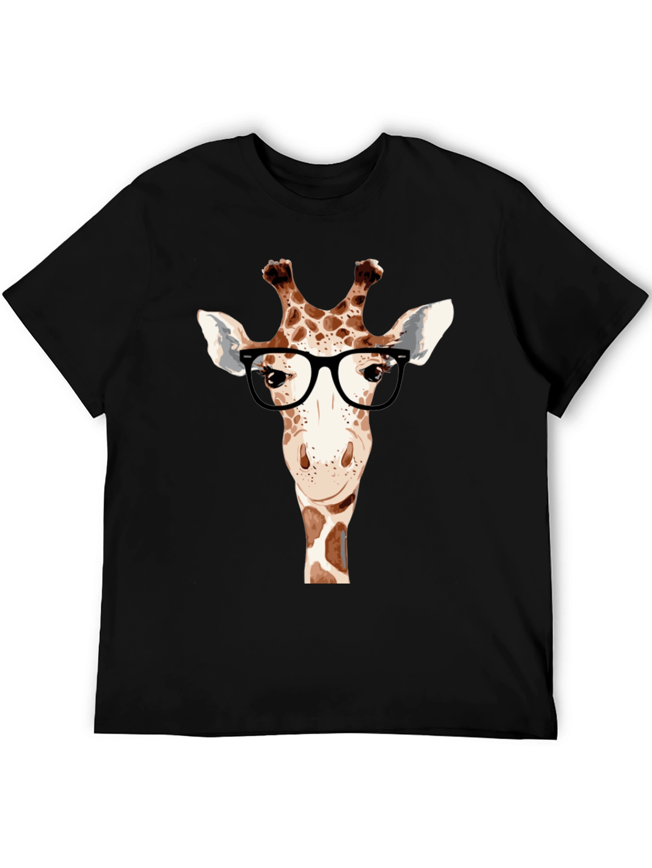 Black Giraffe with Glasses T-Shirt - Black view 5