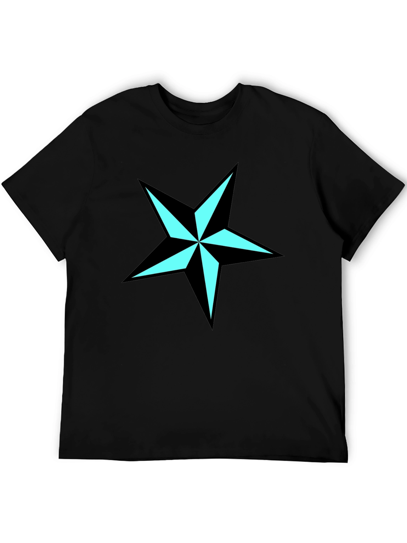 Black Nautical Star Graphic Tee - Black Cotton Blend Shirt view 5