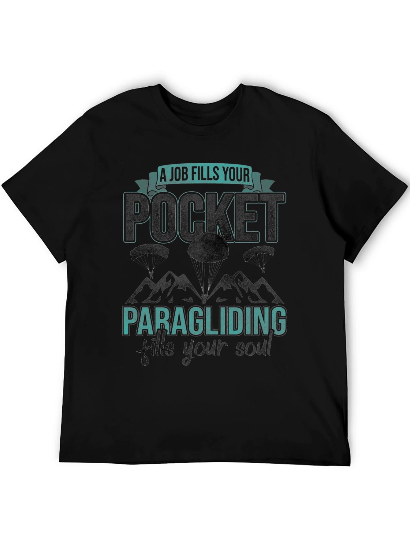 Black Paragliding Fills Your Soul Black Graphic Tee view 5