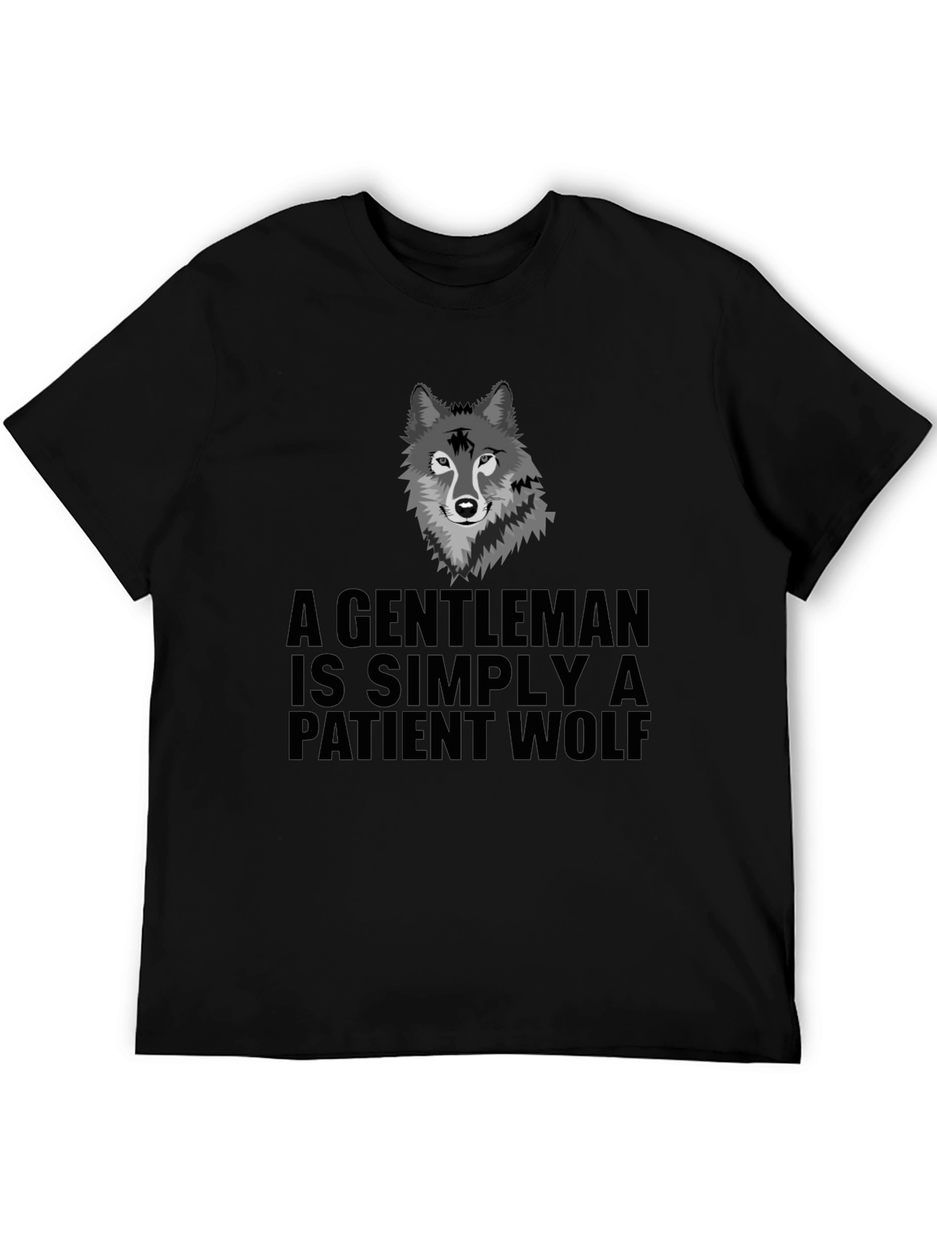 Black Gentleman Wolf Graphic Tee - Black Crewneck view 5